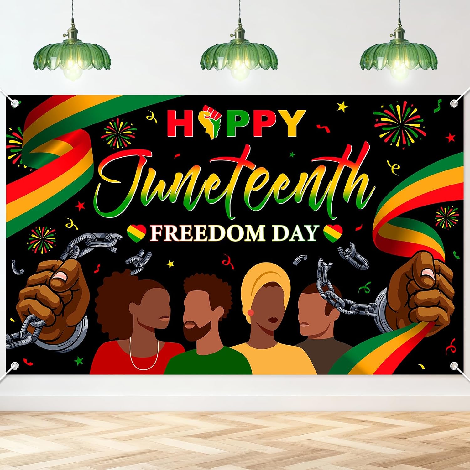 Avezano Happy Juneteenth Banner Happy Juneteenth Decorations Backdrop African American Freedom Day Decorations for Holiday Party Supplies (6 x 3.6 ft)