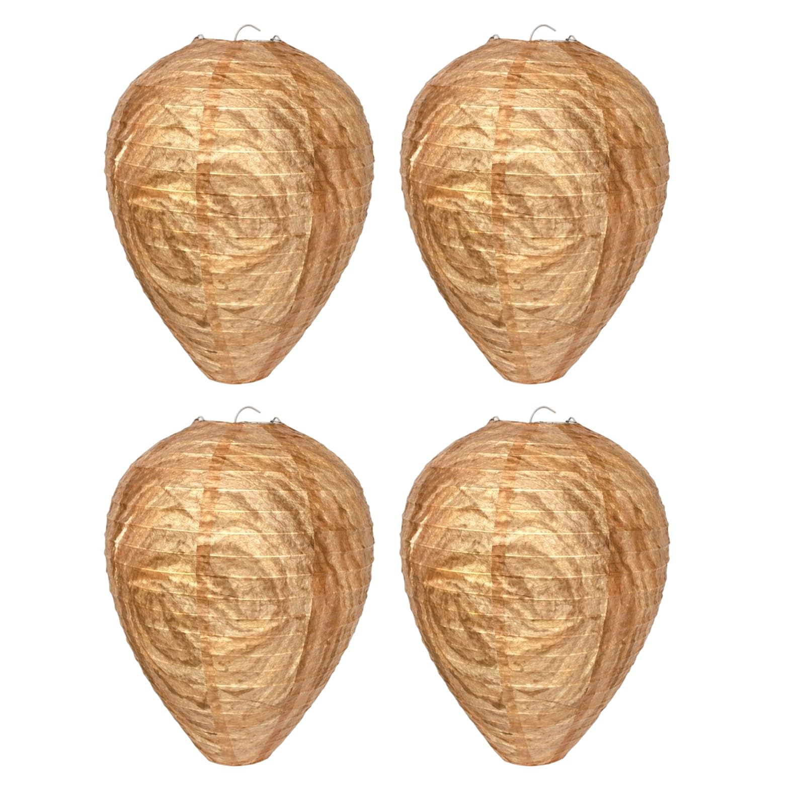 Wasp ReWasp Repellentpellent and Wasp Trap, Effective Wasp Nest Decoy for Outdoor Areas, Brown Paper Lantern Design, Set of Four Units with Easy Installation, Durable Construction for Long-Lasting Use