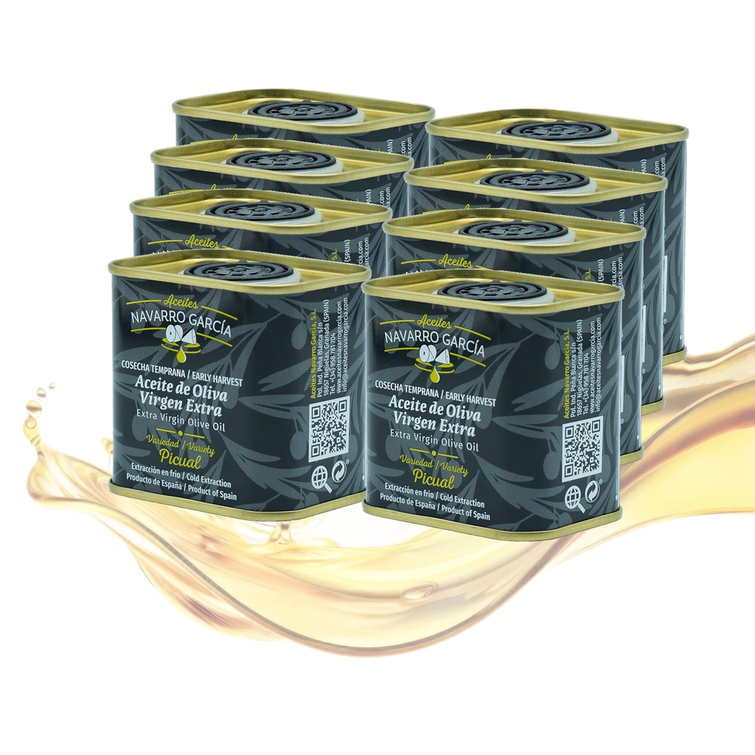 Aceite de Oliva Virgen Extra Cosecha Temprana 500ml | Almazara Familiar | AOVE Picual Prensado en Frío. Pack de 8 Latas de 100ml
