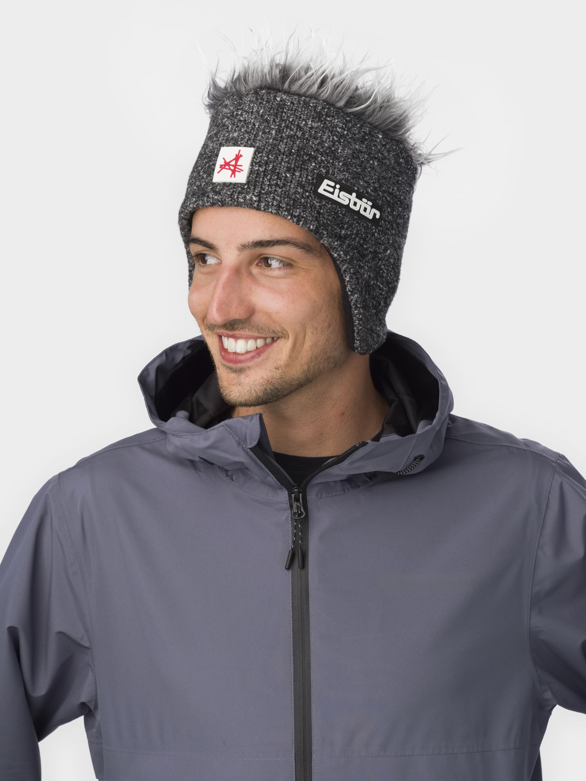 Eisbär Cocker Skipool Donna/Uomo - Made in Austria Beanie Capelli arruffati Cappelli da Snowboard Lavorato a Maglia con Fodera, Fodera Autunno/Inverno Inverno