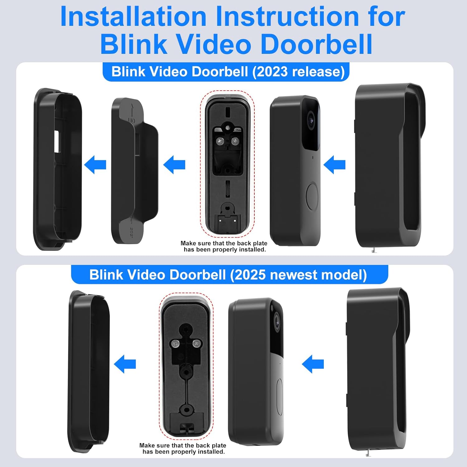 No Drill Doorbell Mount for Blink Video Doorbell (2023 Release & 2025 Release), Anti-Theft and Weatherproof Mount for Blink Camera, Perfect for Homes and Apartments