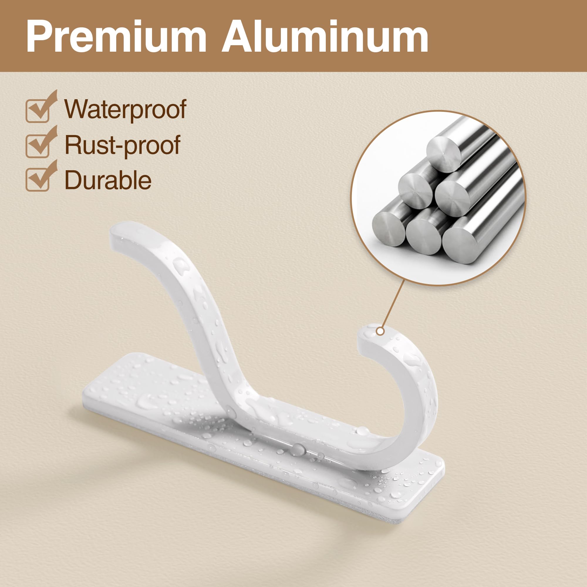 SAYONEYES Ganci autoadesivi per asciugamani da parete in acciaio inox SUS304, resistenti strisce adesive da parete 3 m, per appendere cappotti, cappelli, borse, chiavi, giacche, colore: oro