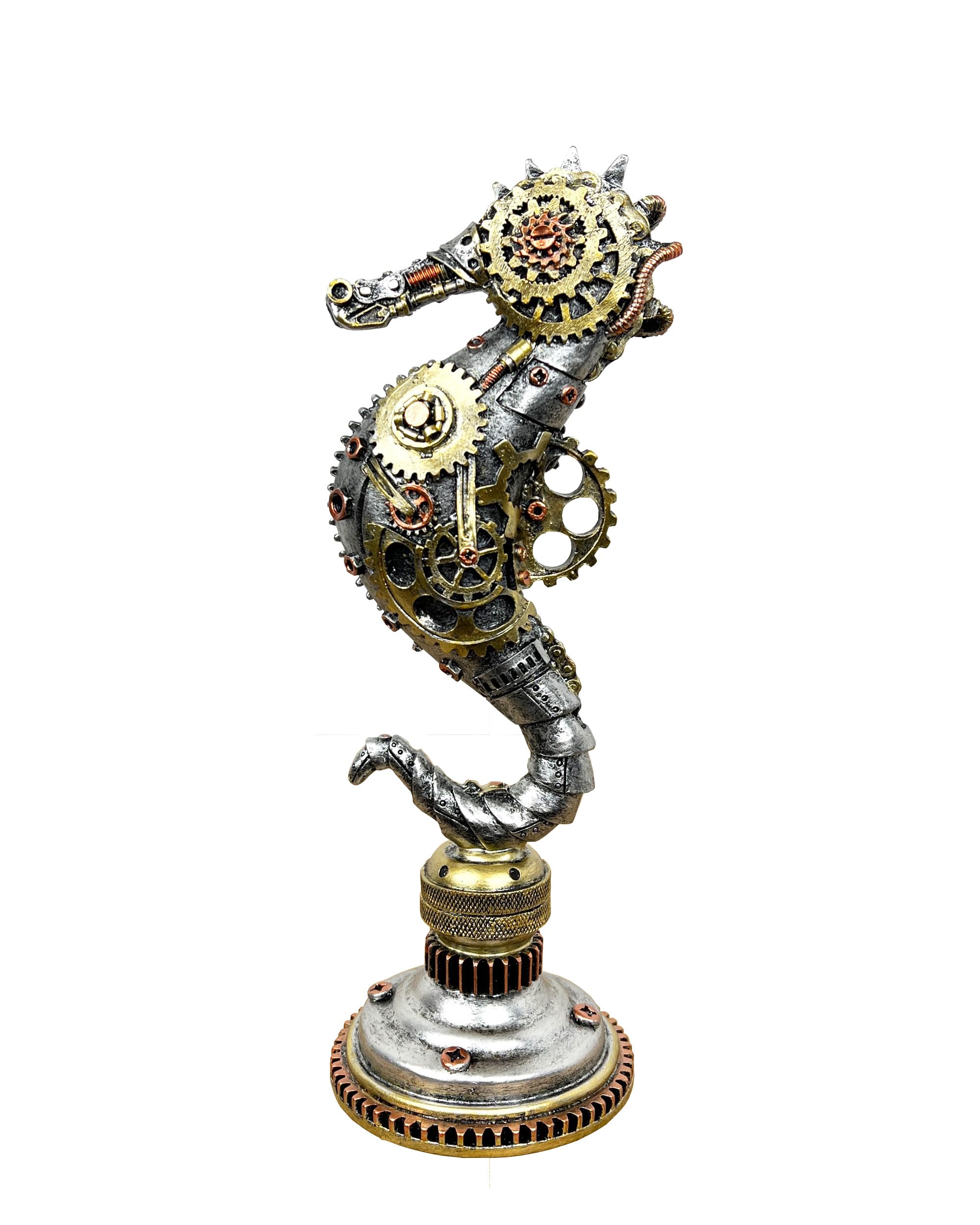 Alfie Francis Silver 29Cm Tall Resin Seahorse Ornament Gothic Steampunk Statue Figurine Nautical Bathroom Home Decor