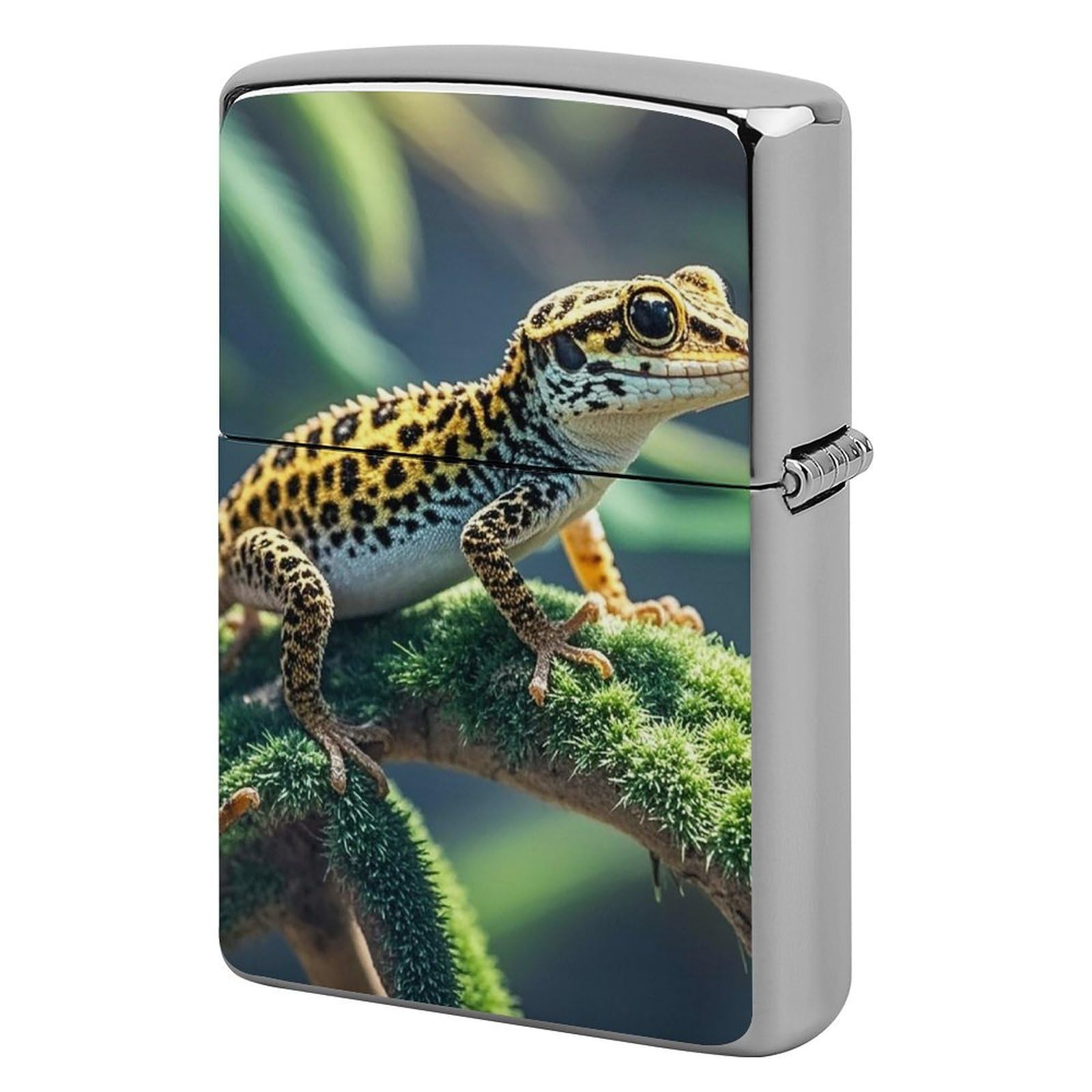 Leopard Little Gecko Lighter Case for Men, Personalized Lighter Cover for Valentine's Day Gifts, Flip-Top Lighters Shell for Outdoor, Portable Lighters Protective Sleeve