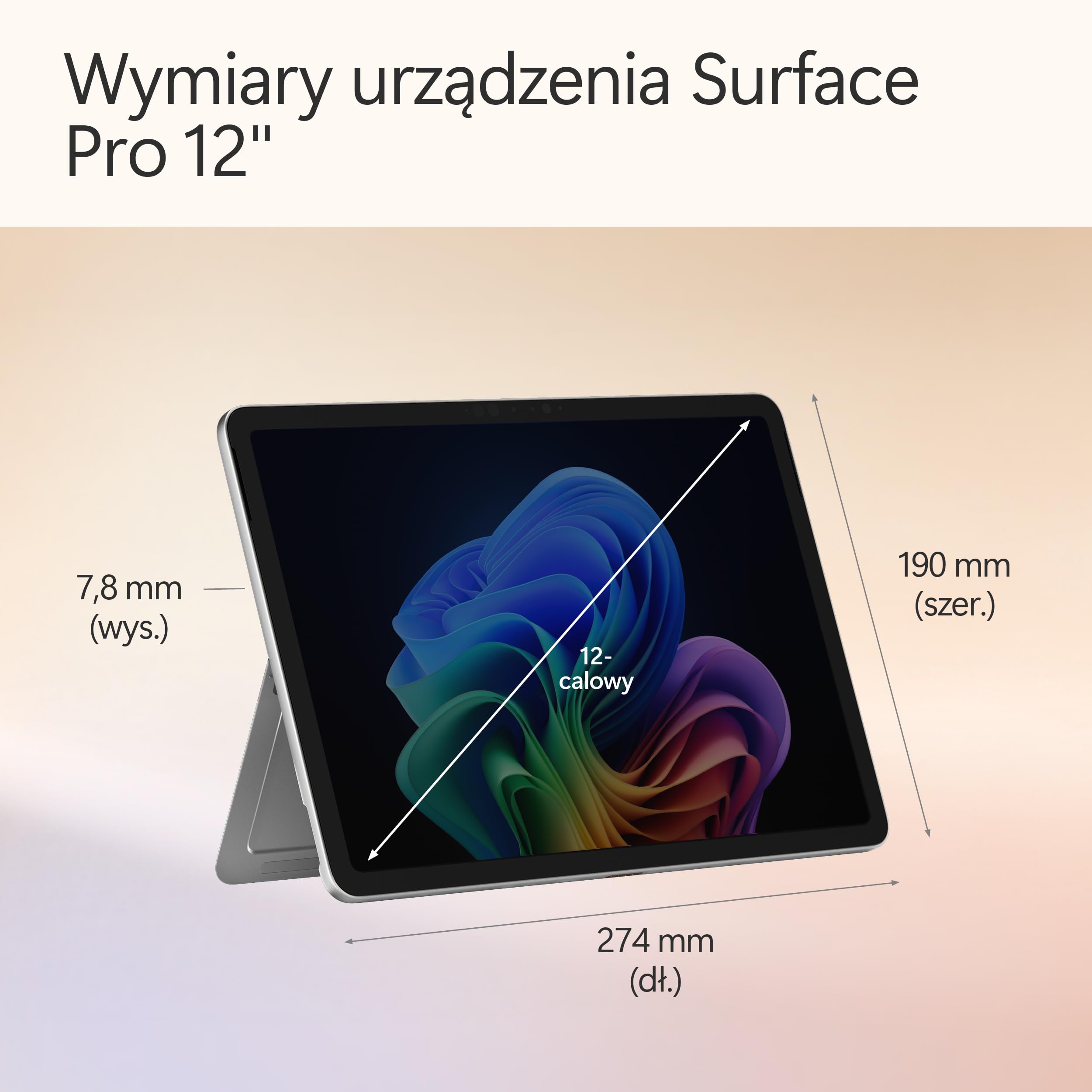 Microsoft Surface Pro | Copilot+ PC | 12-calowy ekran dotykowy LCD | Snapdragon® X Plus | 16 GB pamięci RAM | 256 GB SSD | Najnowszy model, 1. edycja | Platyna