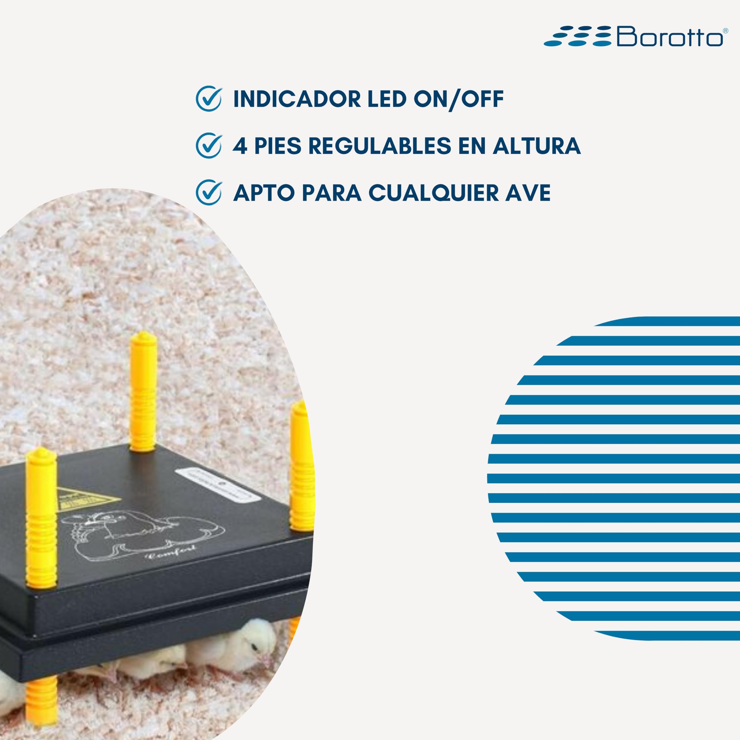 Borotto Criadora de Pollitos Placa de Calor Altura Ajustable Bajo Consumo 20/25 Pulcini