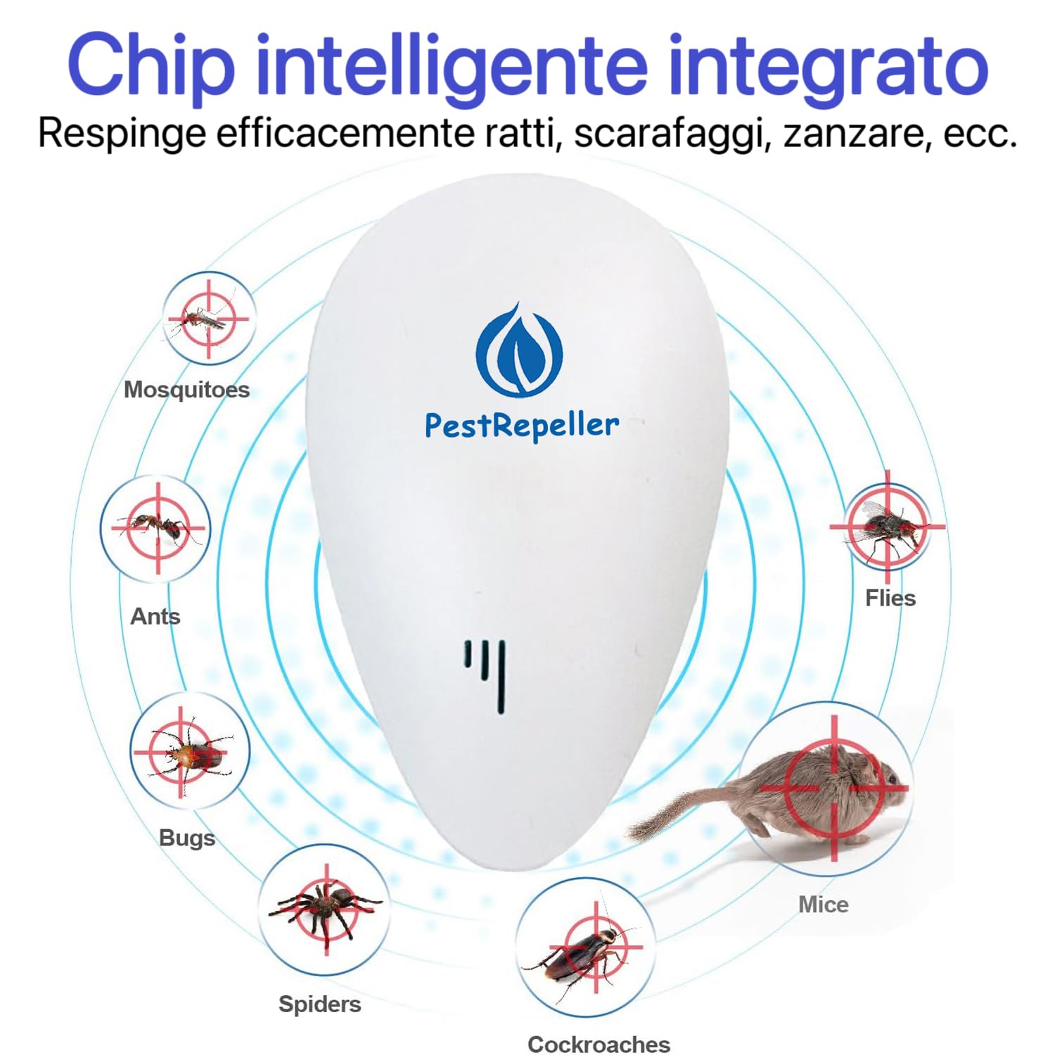 Repelente Ultrasónico de Plagas 4 Piezas,Electrónico Repelente Mosquitos Insectos para Interiores Anti Cucarachas,Moscas,Mosquitos,Ratones,Arañas,Repelente Ultrasónico para Cucarachas