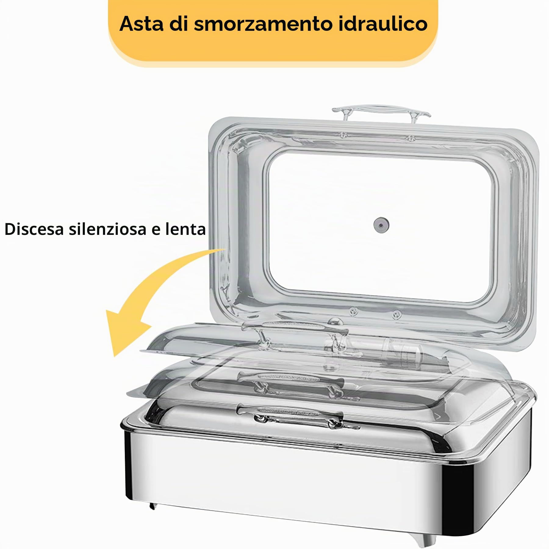 Chafing Dish Elettrico, 9L Scaldavivande Elettrico per Buffet(1/3) | Contenitore Scalda Cibo Professionale con Coperchio in Vetro per Feste e Banchetti, Temperatura Regolabile (0-85℃)