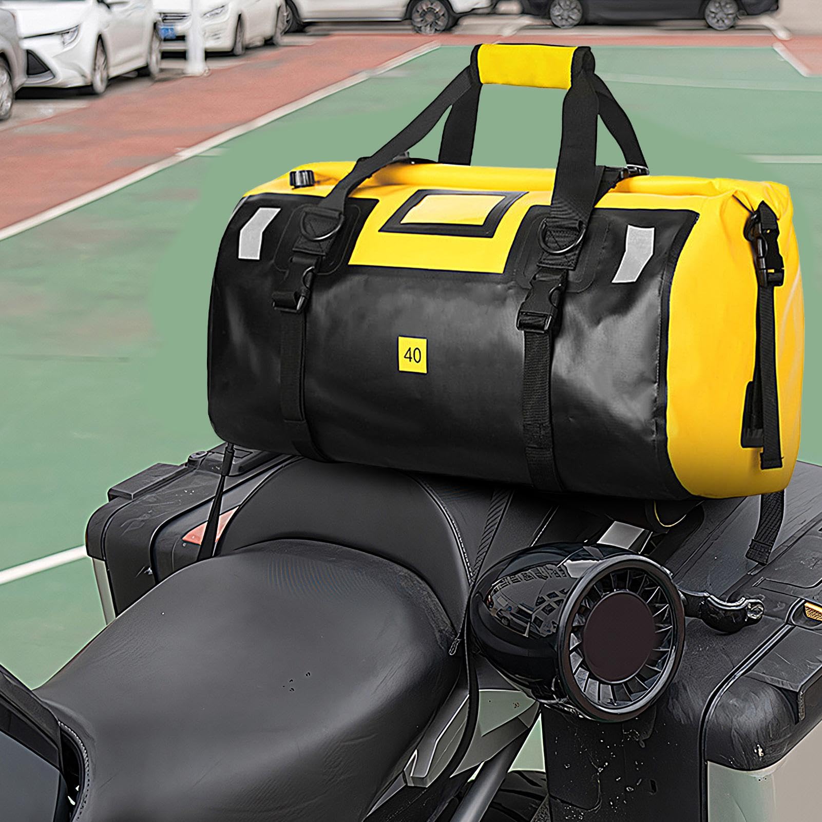 Motorradgepäck, Trockentaschen für Motorrad, 40 l, robuste Satteltaschen | Outdoor-Reisegepäck mit reflektierenden Streifen für Camping, Bootfahren, Gelb, Refer