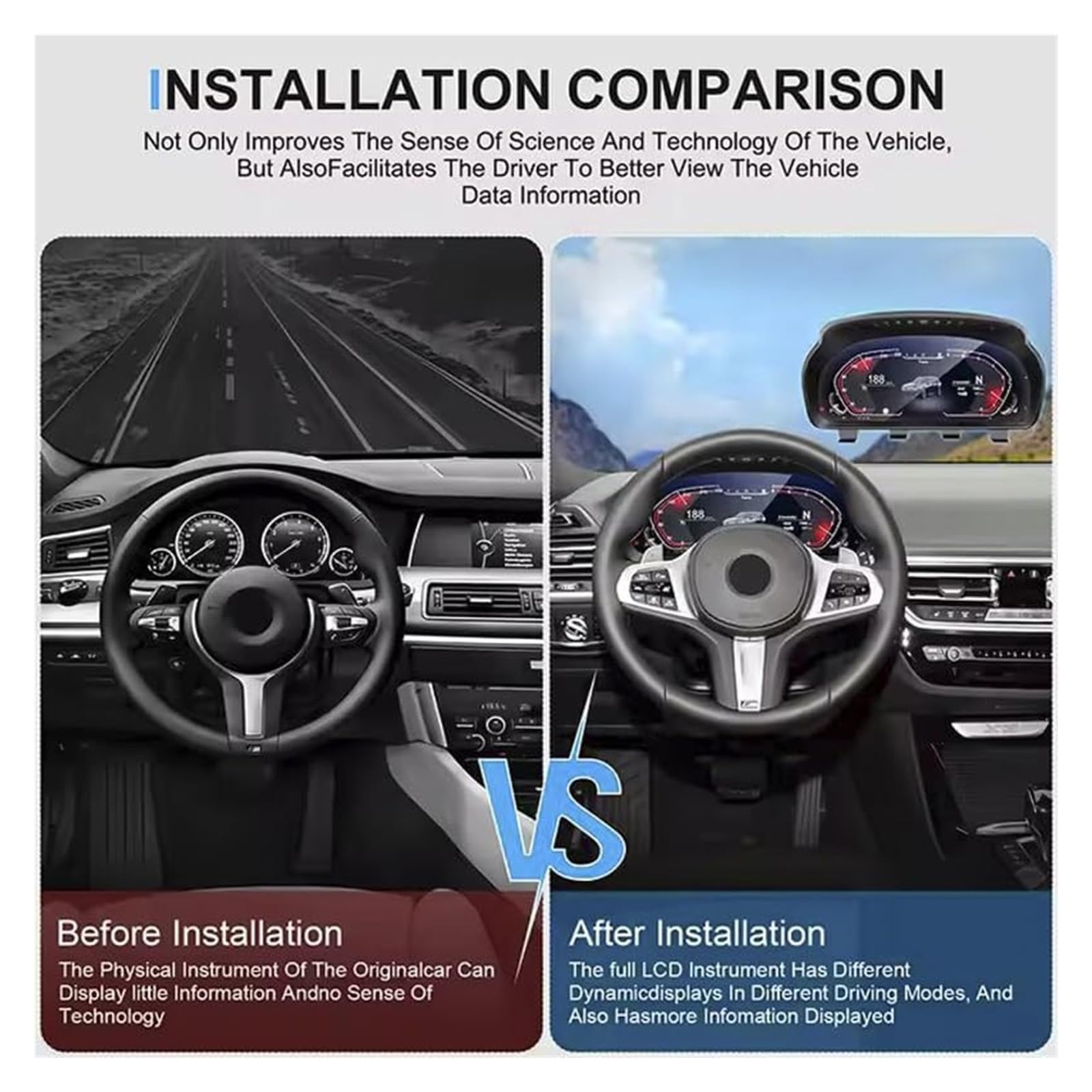 Panel de instrumentos digital compatible con BMW Serie 5/6/7 X3/X4/X5/X6 F01 F07 F10 F15 F16 F18 F25 F26 Odómetro, velocímetro, tablero