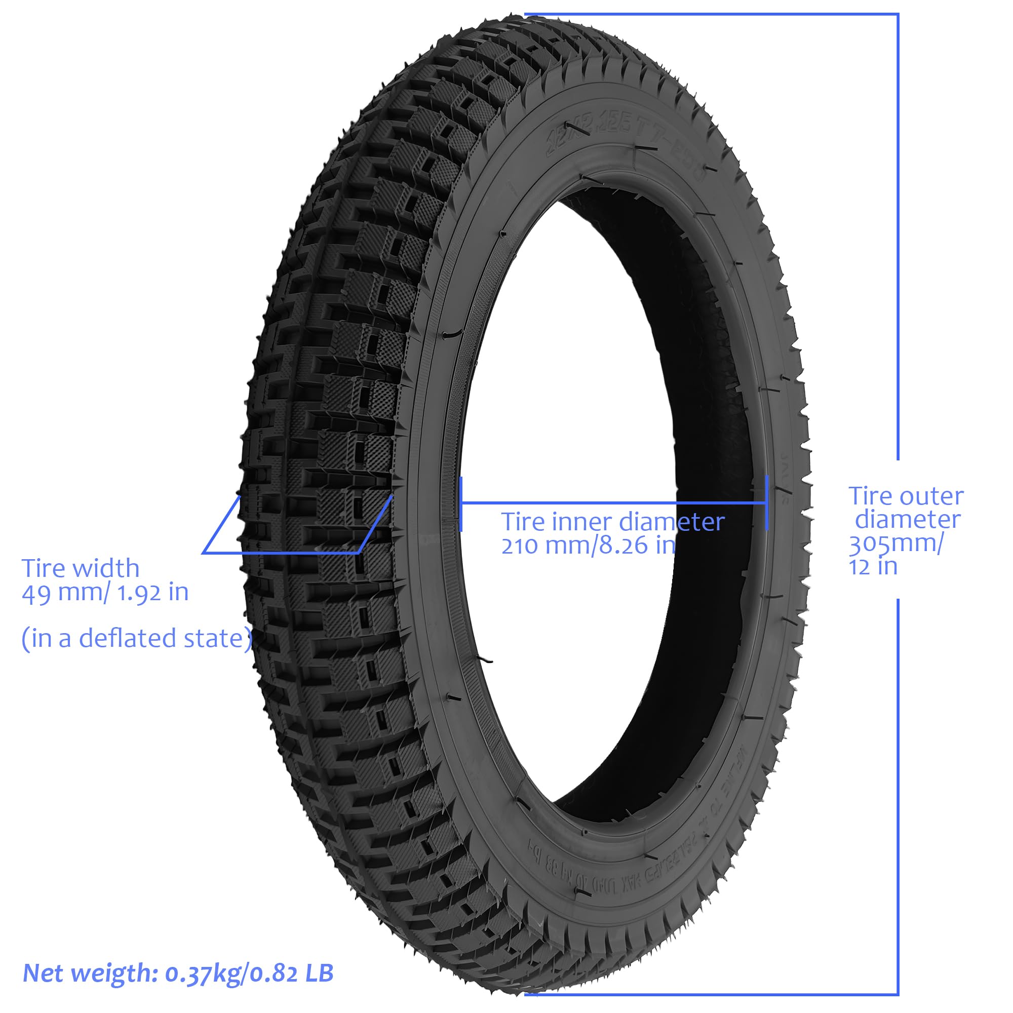 Felixstory 12x2.125?57-203?Tire with Knobby Tread, Off Road Tire for Diggler Dirt Doggy Kick Scooter, Bike, Stroller, Electric or Kick Scooter, Abrasion-resistant, Fit for 12-1/2
