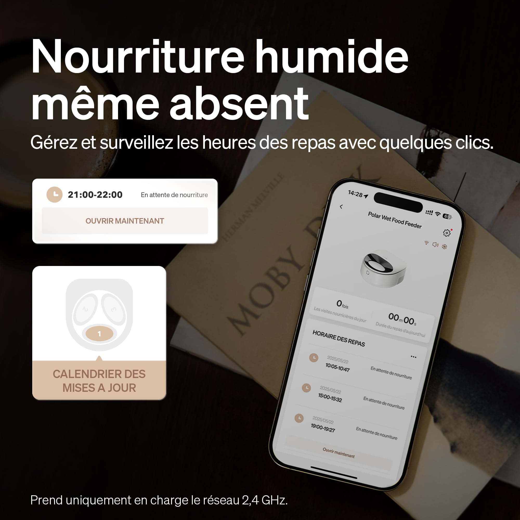 PETLIBRO Distributeur Nourriture Humide Chat, 2,4 GHz WiFi Contrôle par Application Wi-FI, avec Refroidissement Semi-conducteur, 3 Jours de Fraîcheur, Distributeur Croquettes Chat Humide (Blanc)