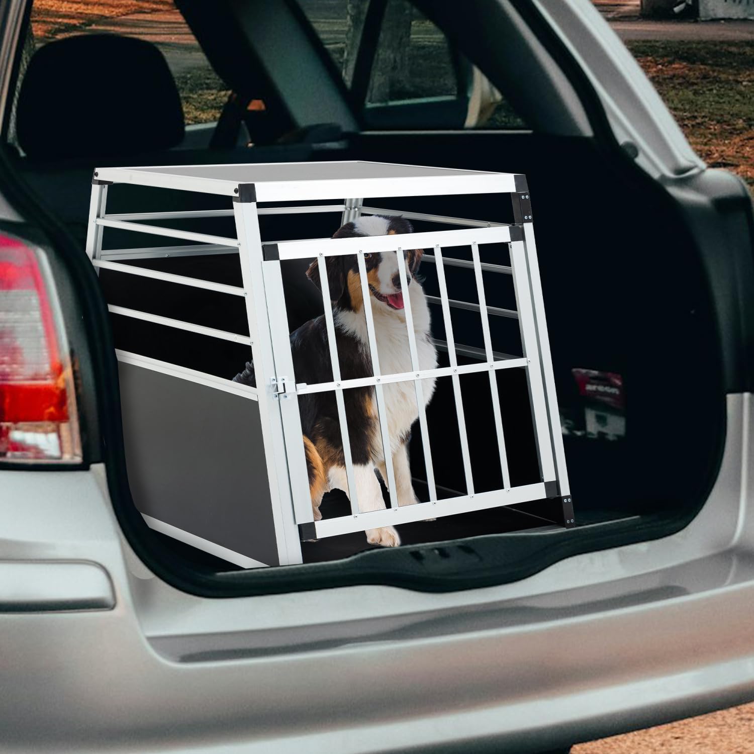 Aluminum Transport Box 35 x 25 x 27 in MDF + Aluminum Black Silver Ventilation and Visibility Car Travel Durable Design