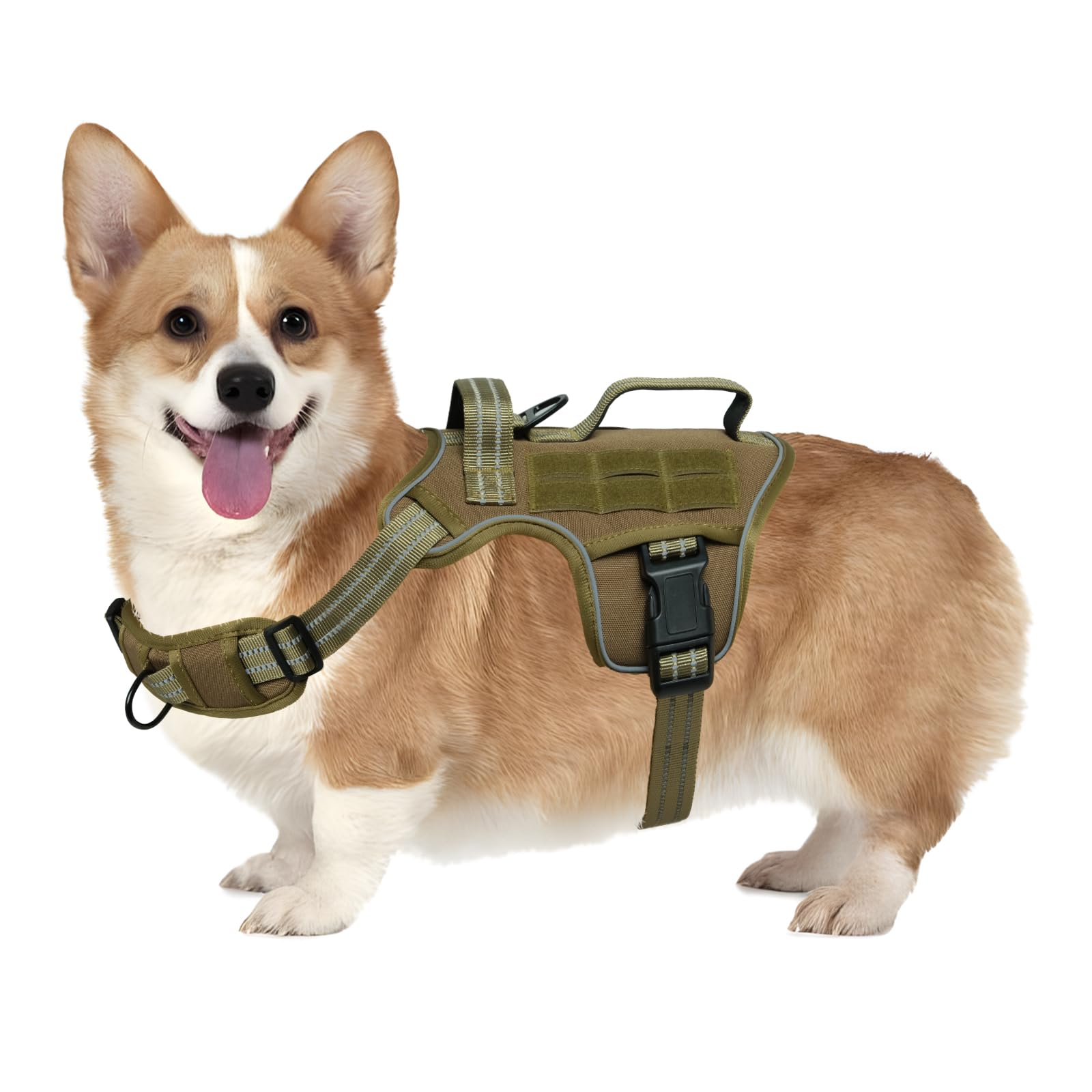 RunFido - Heavy Duty Tactical Dog Harness for Small Dogs, Prevents Pulling and Choking, Easy to Put on and Take Off, MOLLE System, Adjustable Reflective Vest with Breathable Padding — image 1