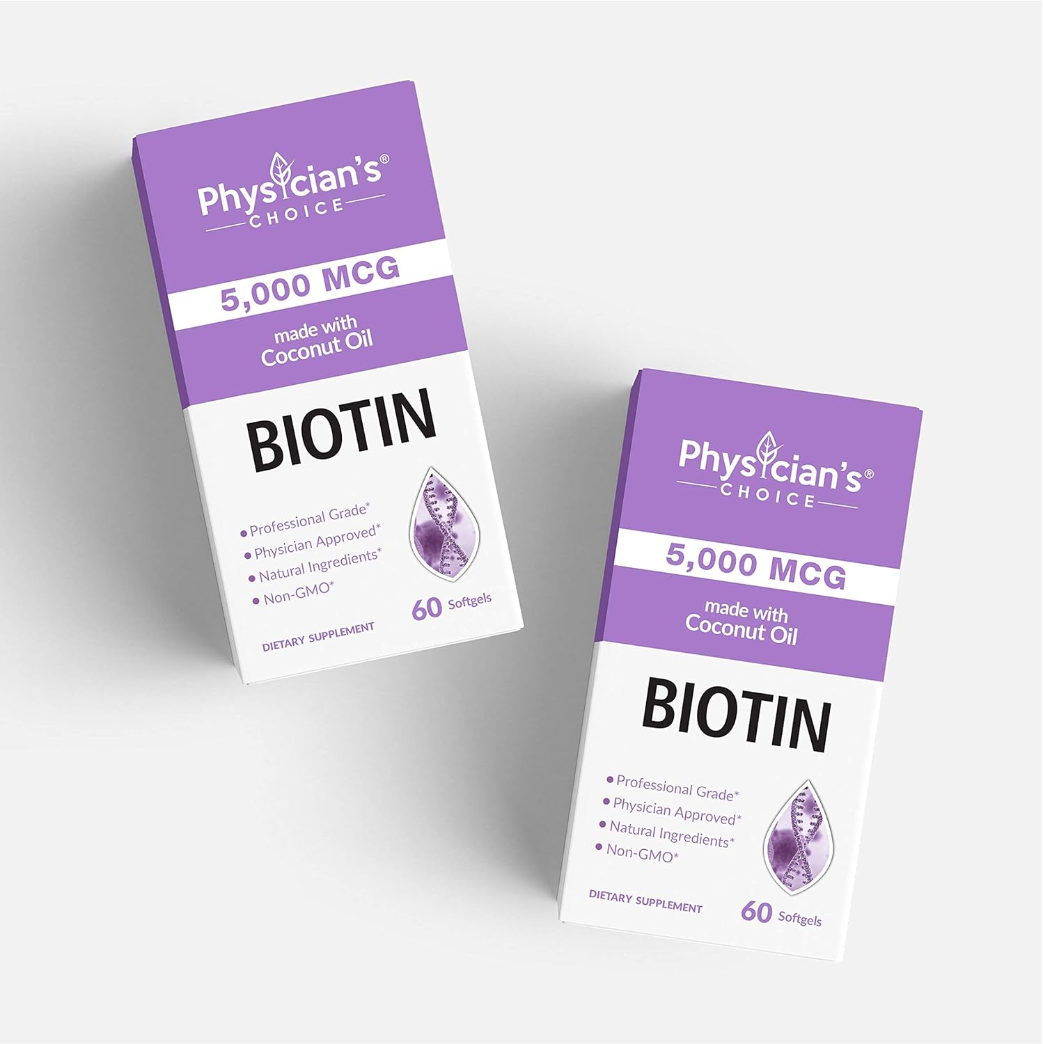 Biotin 5000 MCG - Vitamin B7 with Coconut Oil - Natural Biotin Supplement for Hair Growth, Nail & Skin Health - Vegan & Non-GMO - Skin, Hair and Nail Vitamins - 60 Capsules : Health & Household