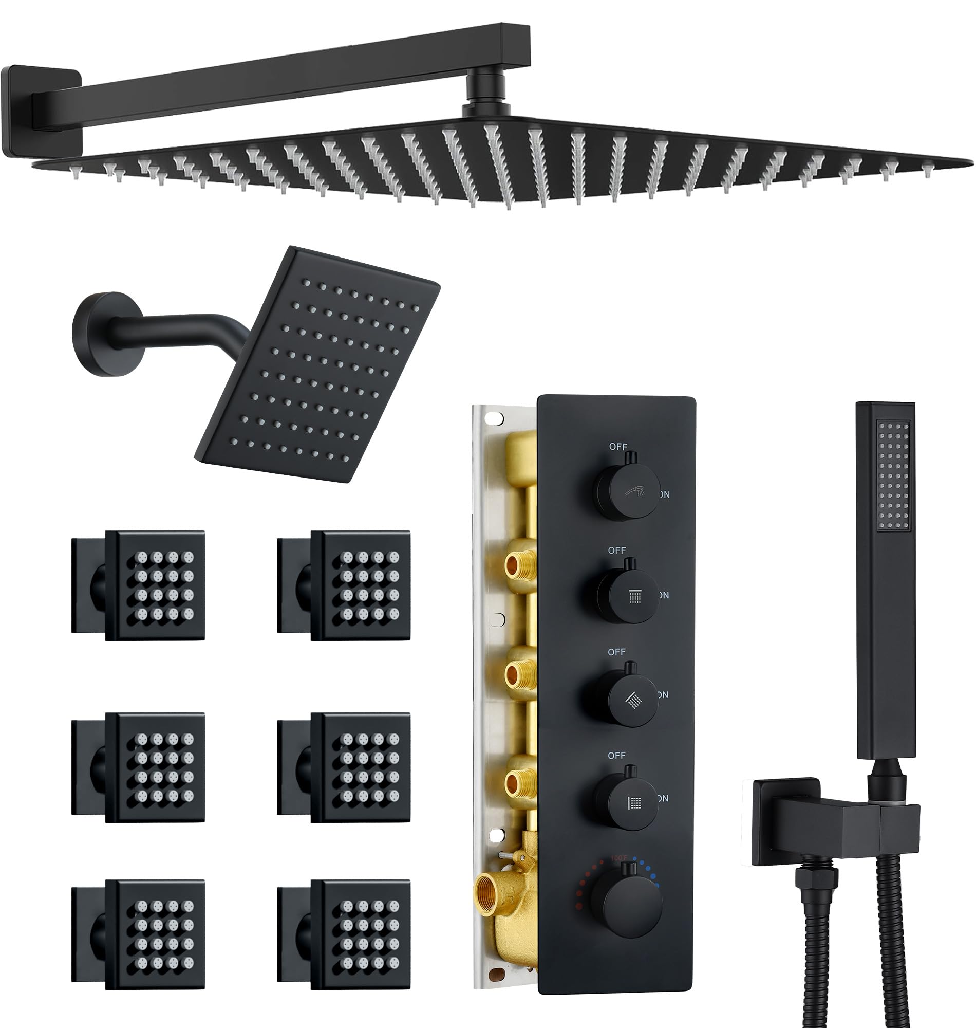 View 1 of ***PARTS ONLY***
Dasan Thermostatic Shower System, Matte Black