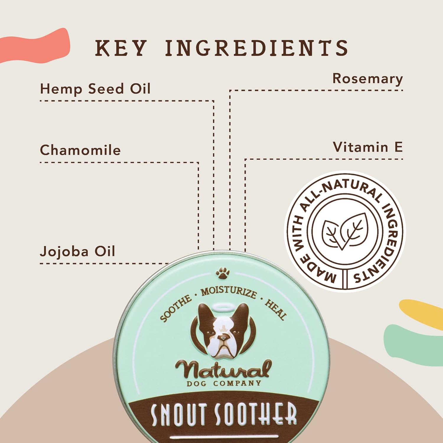 Natural Dog Company Snout Soother Dog Nose Balm, 2 oz. Tin, Dog Balm for Paws and Nose, Moisturizes & Soothes Dry Cracked Noses, Plant Based Nose Cream for Dogs : Pet Supplies