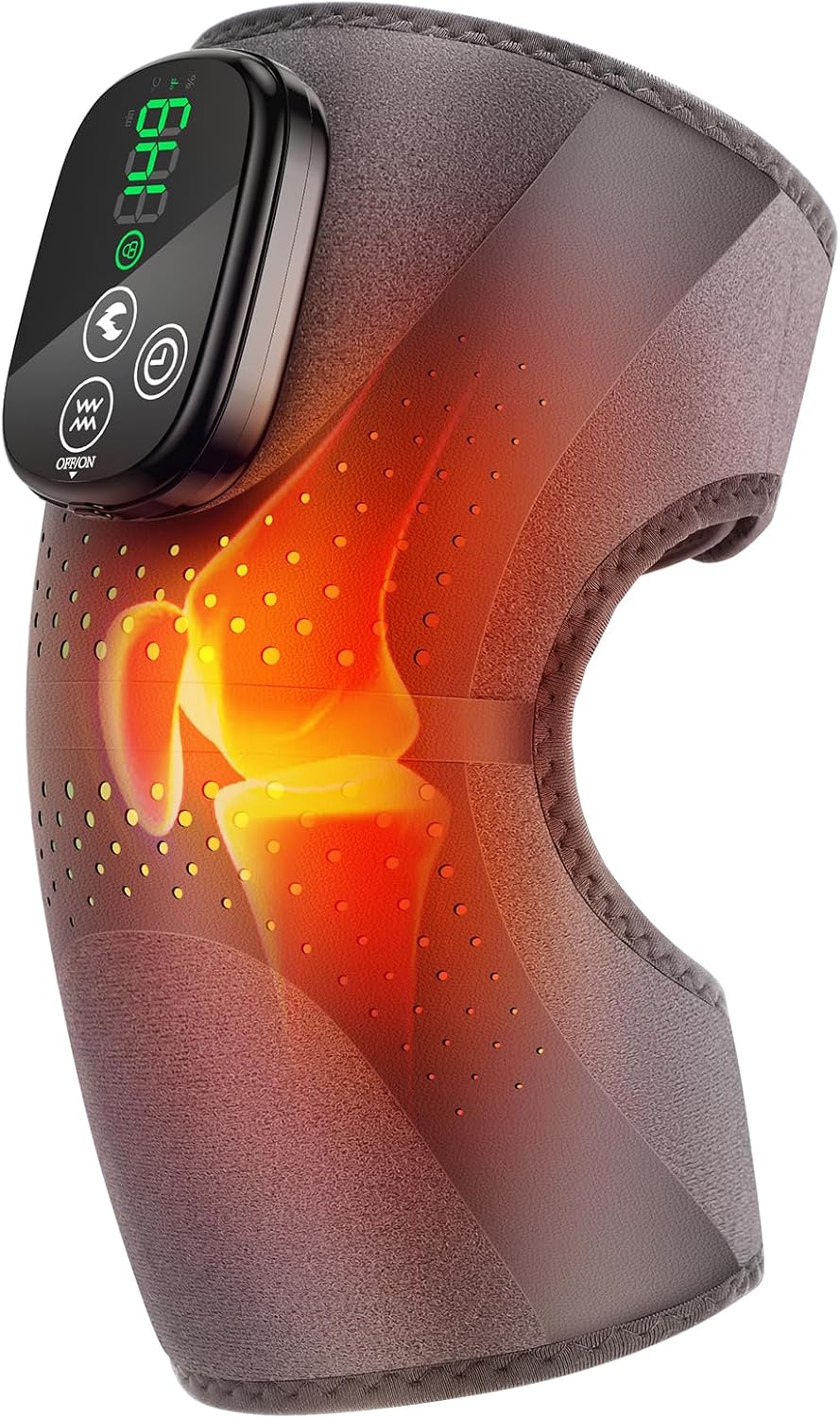 BAISEMAIN Knee Massager with Heat, Heating Pad for Knee Shoulder Elbow Pain Relief, Cordless Heated Knee Brace for Arthritis with Massage, Gray