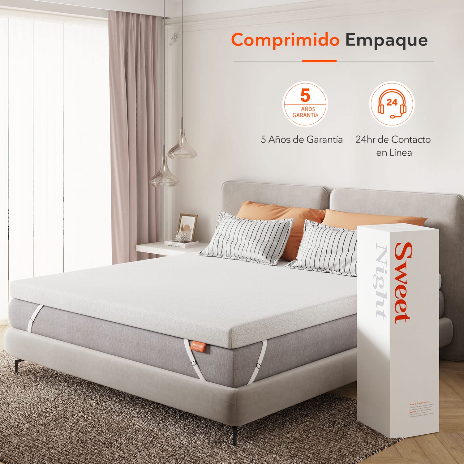 Sweetnight Topper Colchón Cómodo de Espuma 135 x 190 cm, Grosor de 10 cm, Sobrecolchón de Espuma Soportiva con Funda Transpirable, Extraíble y Lavable, 135 x 190 x 10 cm