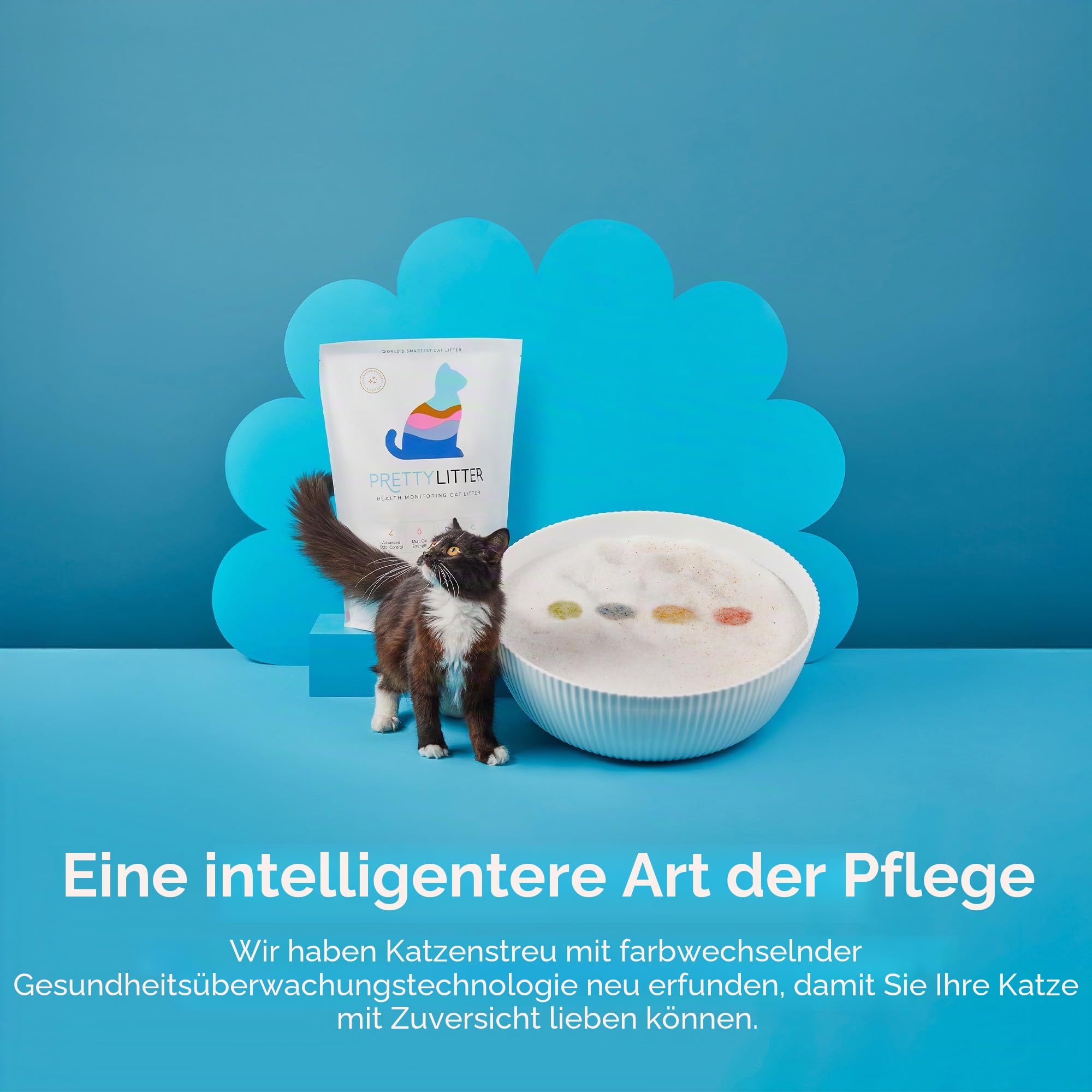 PrettyLitter Katzenstreu zur Gesundheitsüberwachung (ohne Duft, nicht klumpend), leicht und geringe Verfolgung, farbwechselnde Kieselgel-Kristalle, fortschrittliche Geruchskontrolle, 2,7 kg, 1 Stück