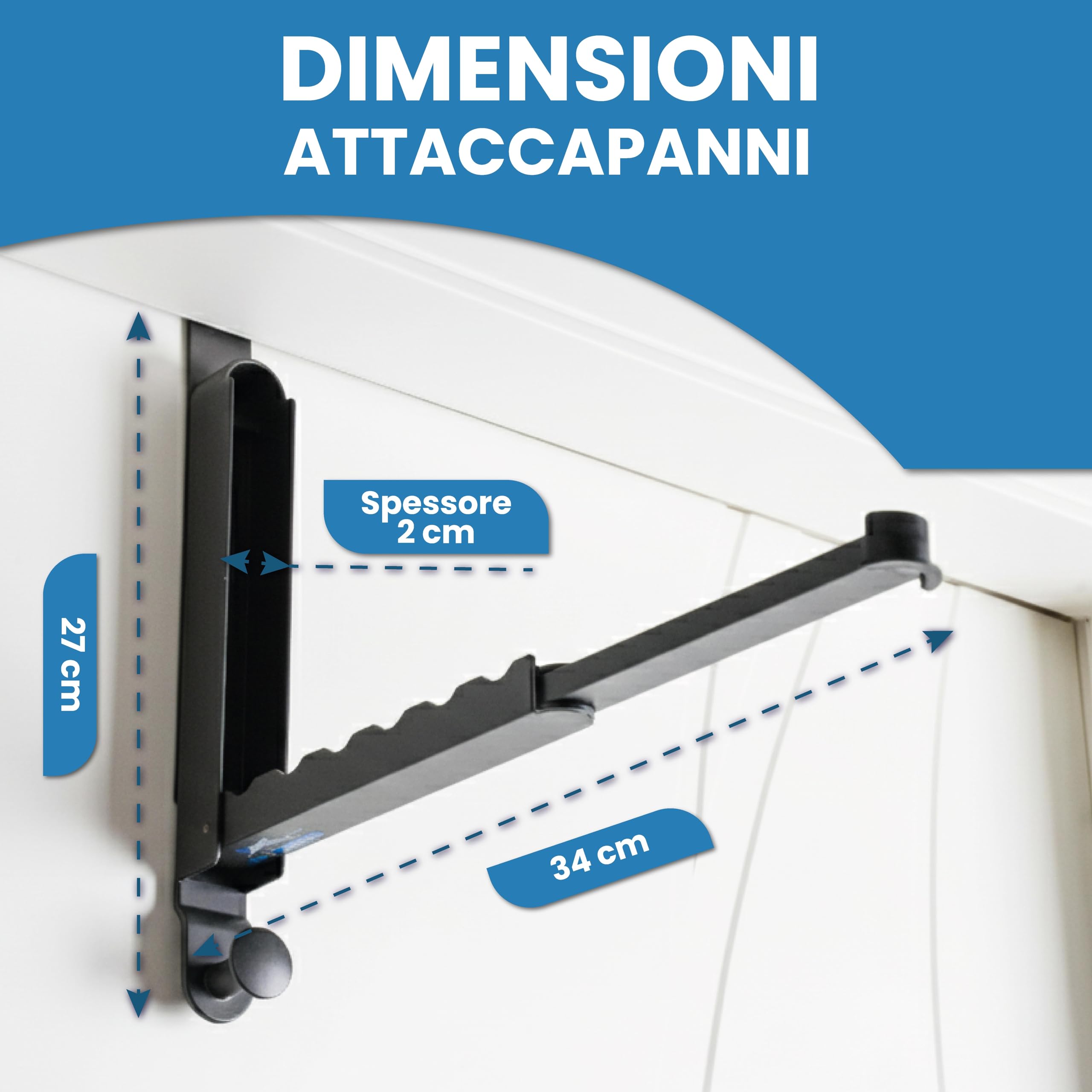 Appendiabiti da Porta Estensibile Senza Forare Salvaspazio Nero Porte 4,5 cm