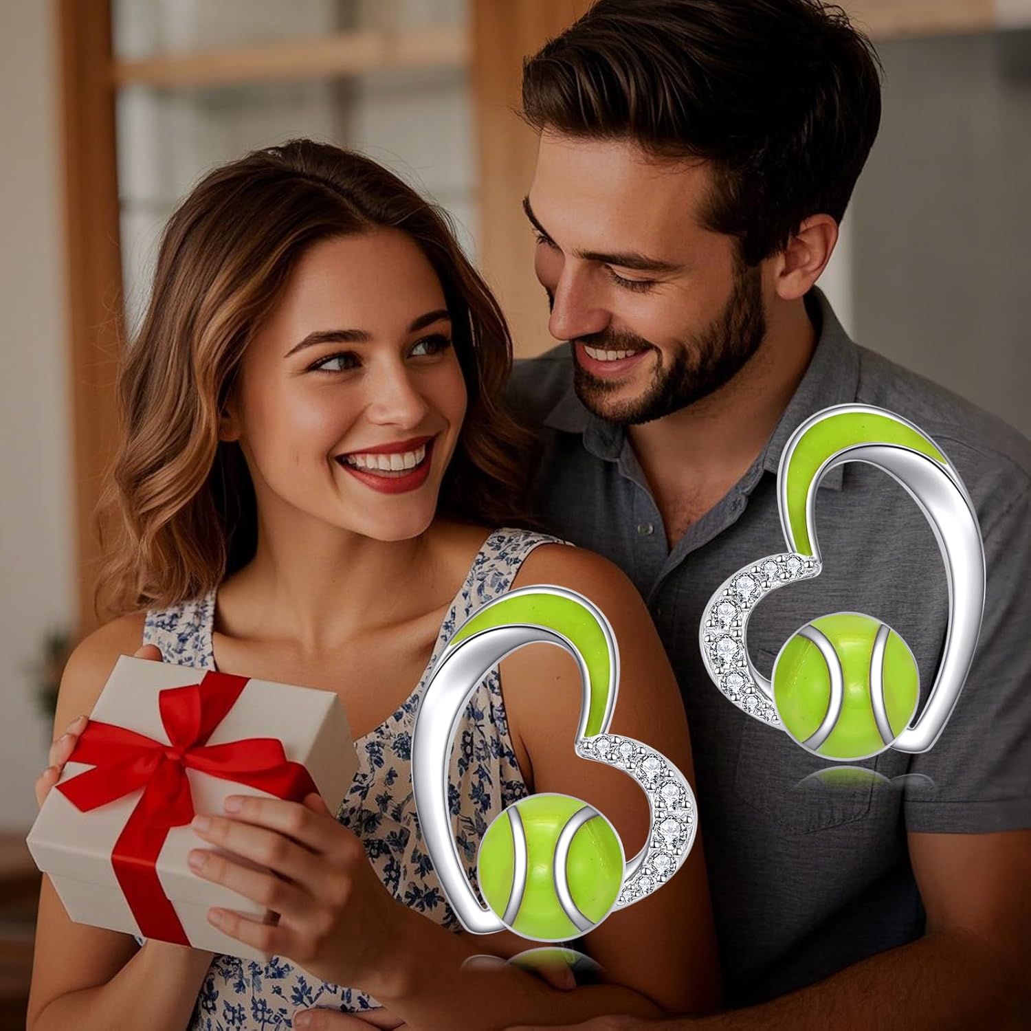 Tennis Earrings 925 Sterling Silver Tennis Stud Earrings for Women Mom Ball Sport Jewelry Gifts for Tennis Lover Player - Image 6