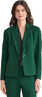 Womens One-Button Notch Collar Blazer with Seamed Waist – Compression Fit