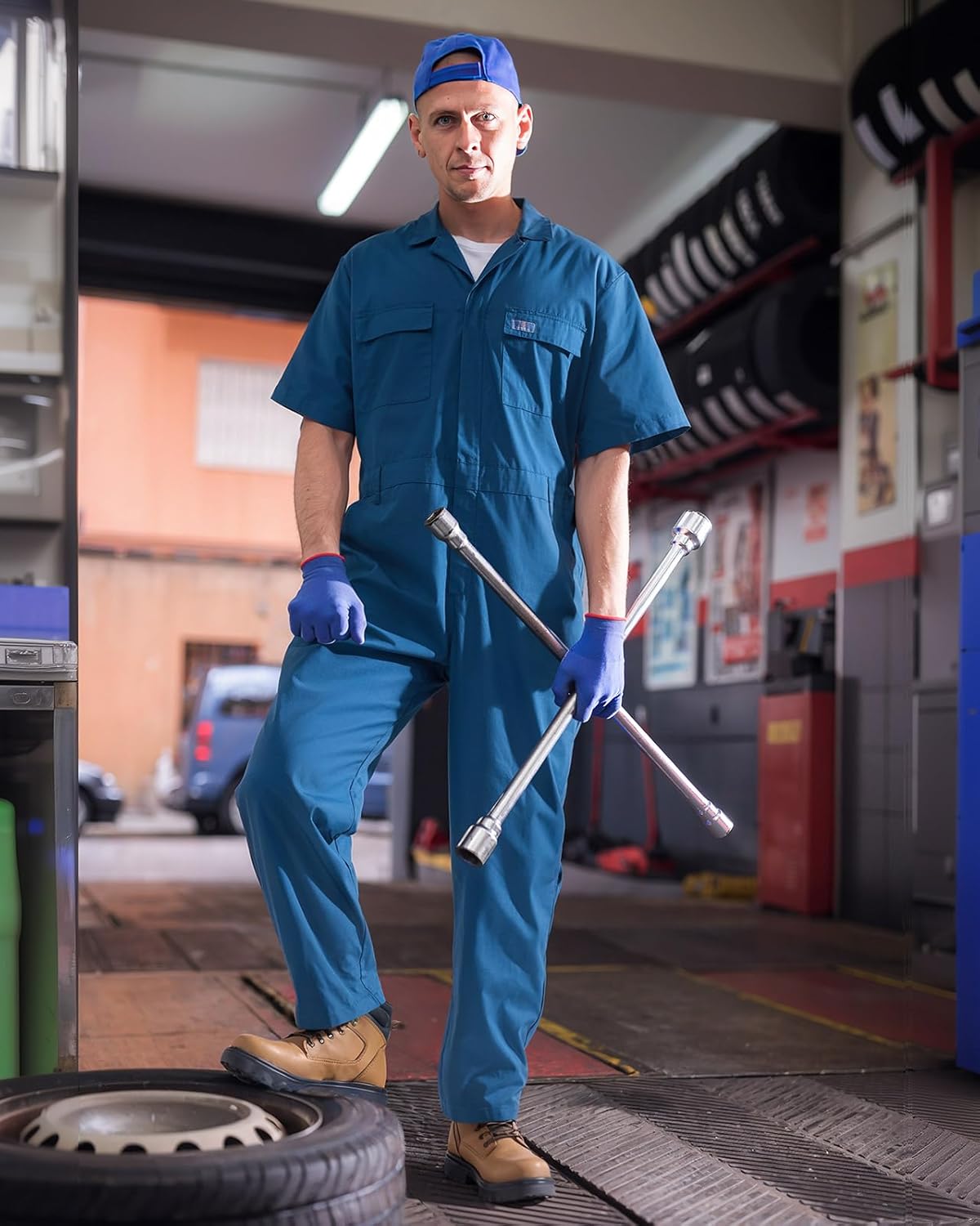 HISEA Coveralls for Men Short Sleeve, Mens Lightweight Mechanic Work Jumpsuit with Pockets, Stain & Wrinkle Resistant - Image 4