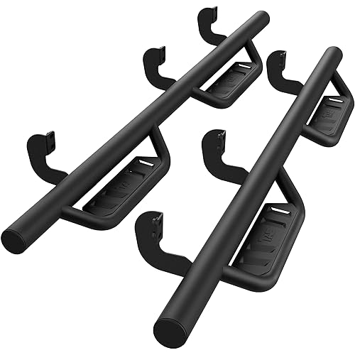 TAC Running Boards Compatible with 2005-2025 Nissan Frontier Crew Cab | 4" Drop Side Steps Nerf Bars | Pickup Truck Off-Road Exterior Accessories | Tubular Style Fine Texture Black