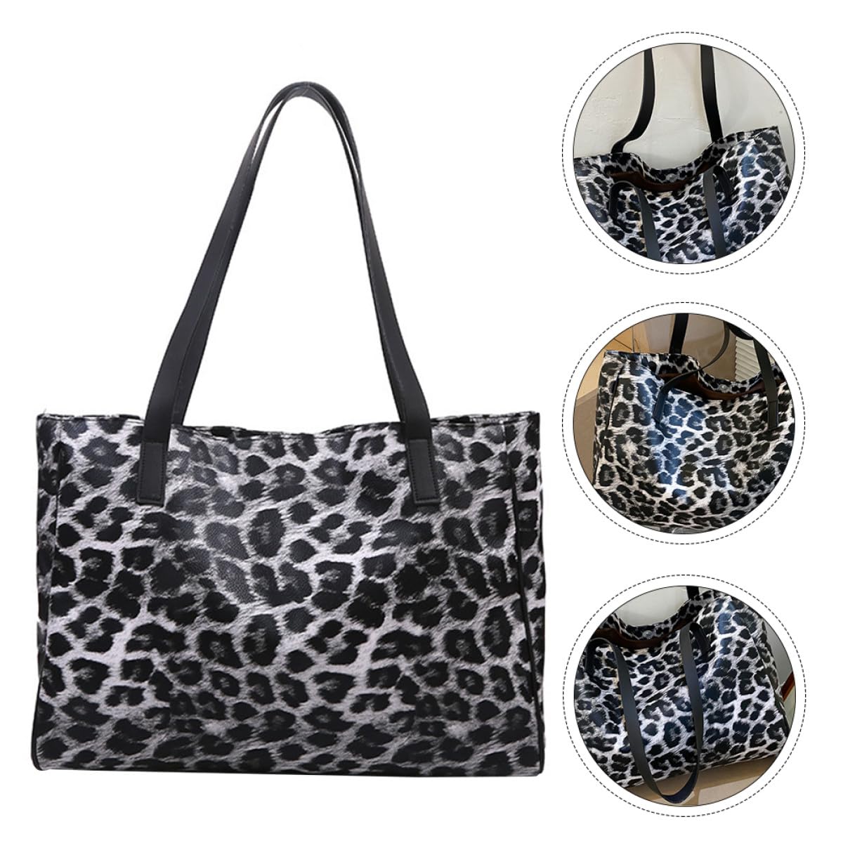 Ipetboom Bolso Hombro para Mujer Estampado de Leopardo, Gran Capacidad, Reutilizable y Material Pu, Adecuado para Uso Casual y Almacenamiento Diario