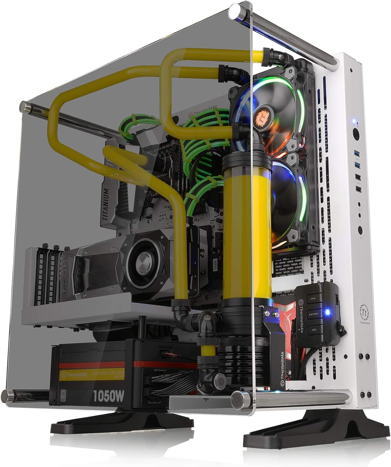 Get Popular Offer Thermaltake Core P3 ATX Tempered Glass Gaming Computer Case Chassis, Open Frame Panoramic Viewing, White Edition, CA-1G4-00M6WN-05, Snow