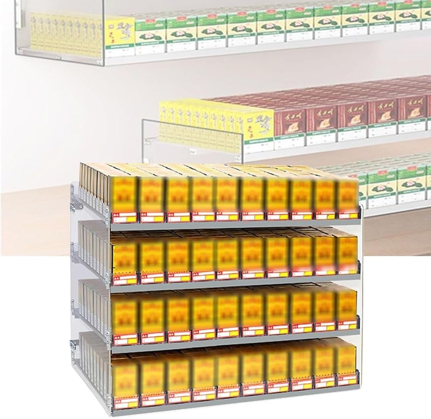 Wall Mounted Cigarette Display Case with Auto Pushers, Clear Acrylic Holder for Convenience Stores, Retail Cabinets, Easy Assembly, 35 Sizes, 75x29x55cm