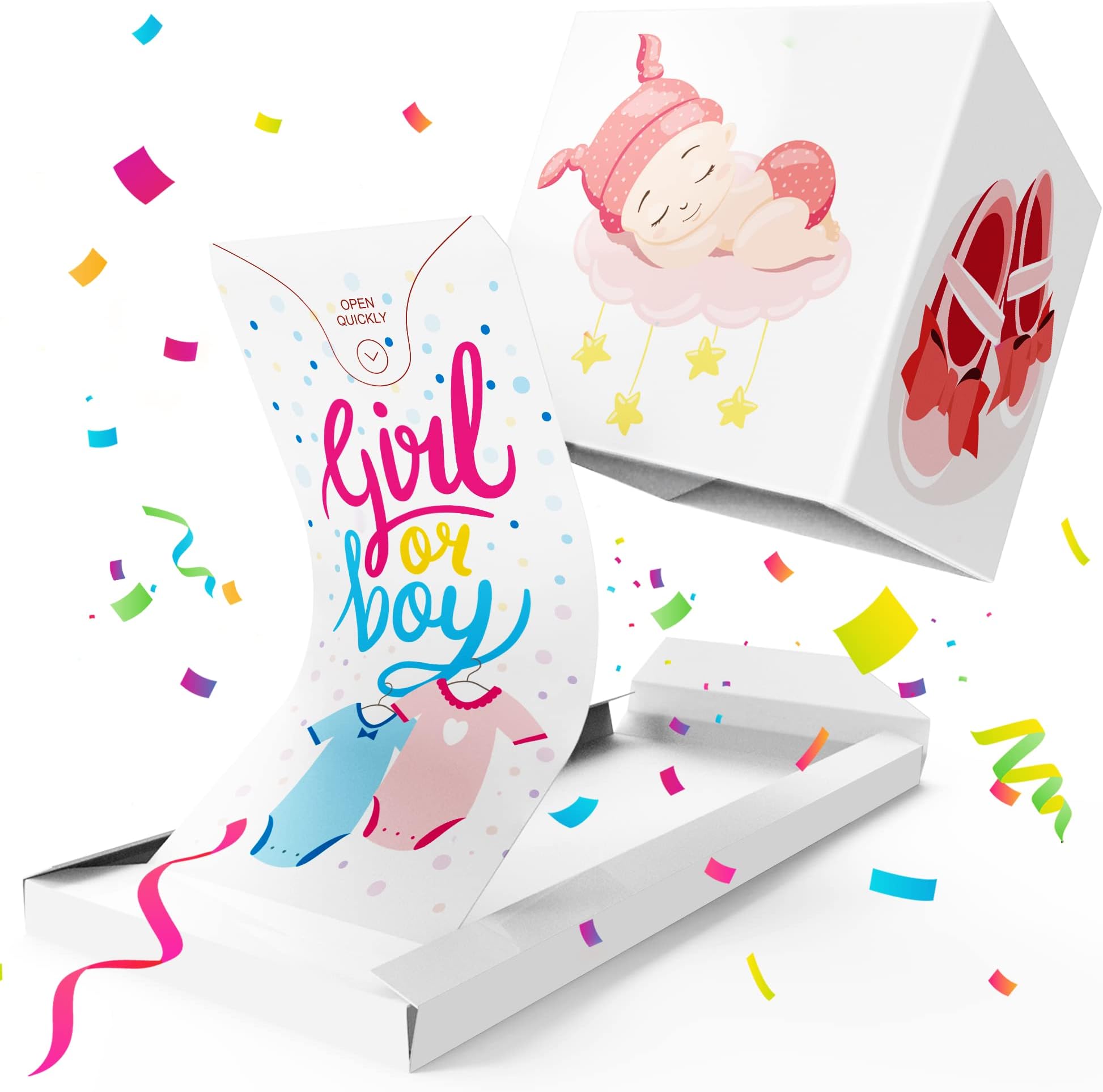 «BOOM» Gender Reveal Exploding Confetti Surprise Card (it's a Girl), Greeting Card New Baby Girl Announcement, Funny Congratulations Pop up Baby Shower , Gender Prediction