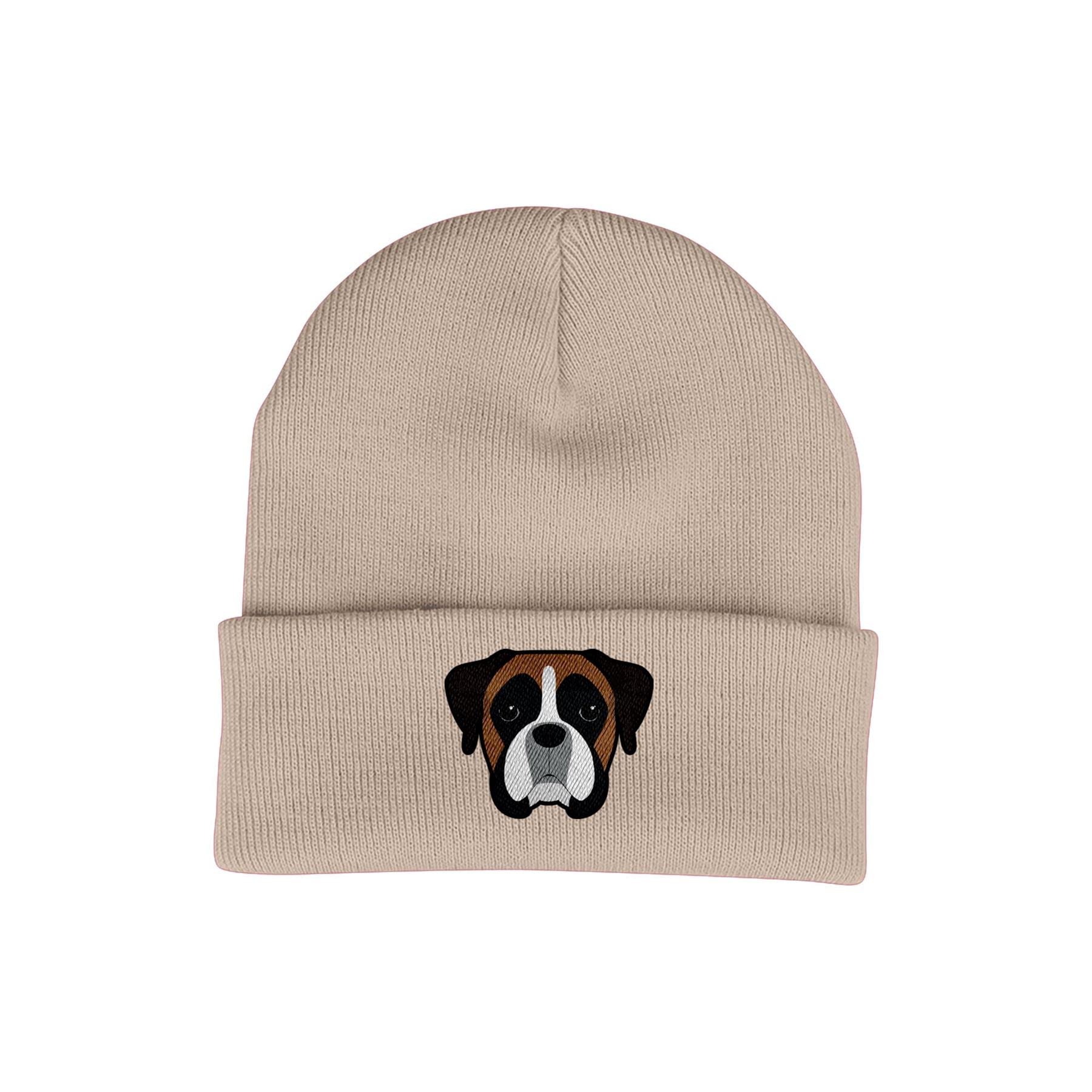 Bang Tidy Clothing Boxer Beanie Hat - Dog Lovers Gifts for Women - Winter Hats for Women - Knitted Wooly Ladies Hats - Dog Walking Accessories - Embroidered Gifts for Dog Lovers