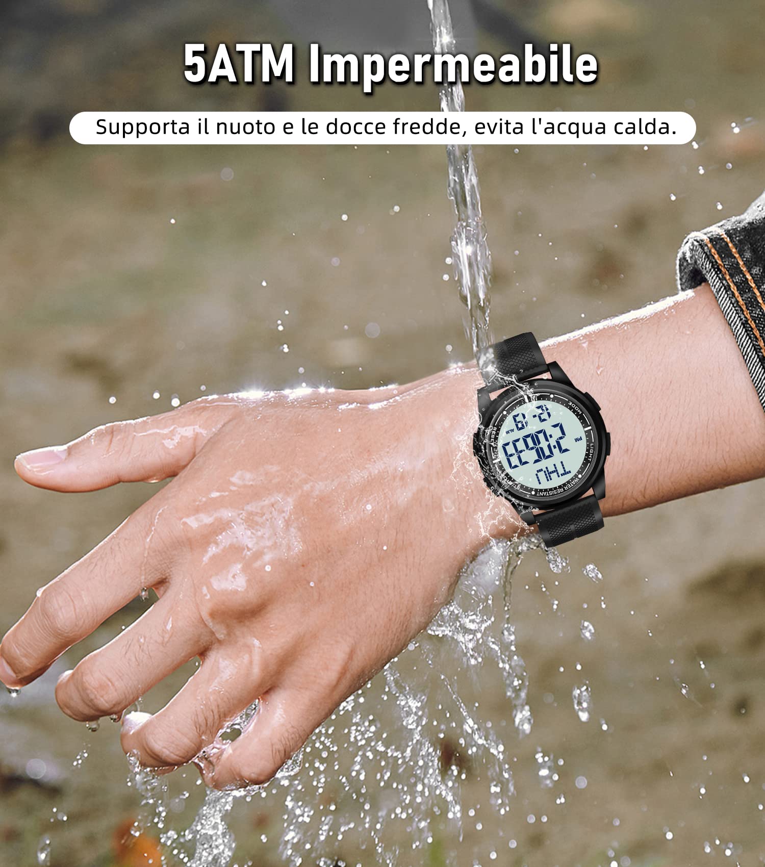 WIFORT Orologio Digitale da Polso, Orologio Sportivo Uomo Donna Impermeabile 5ATM Con Retroilluminazione a LED, Cronometro, Sveglia e Timer, Ultra-sottile Watches Unisex