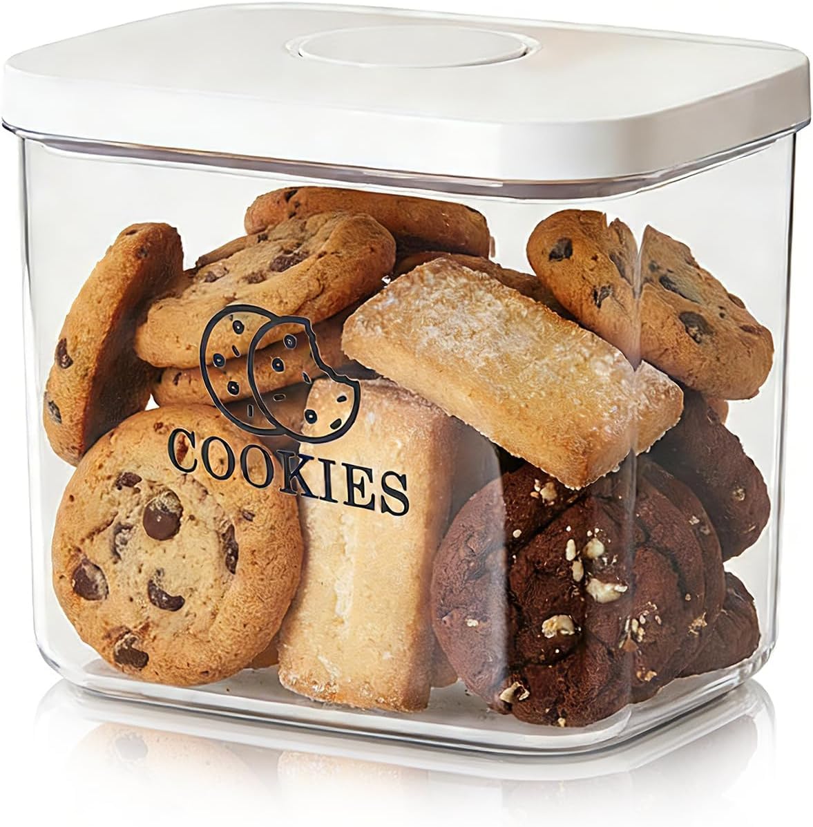 Punorric Biscuit Tin 3.4L Plastic Biscuit Barrel with Pop Up Lid, Airtight Cookie Jar with Wide Mouth for Snacks, Sweet Jar for Candy Buffet, Kitchen Food Storage Container BPA-Free