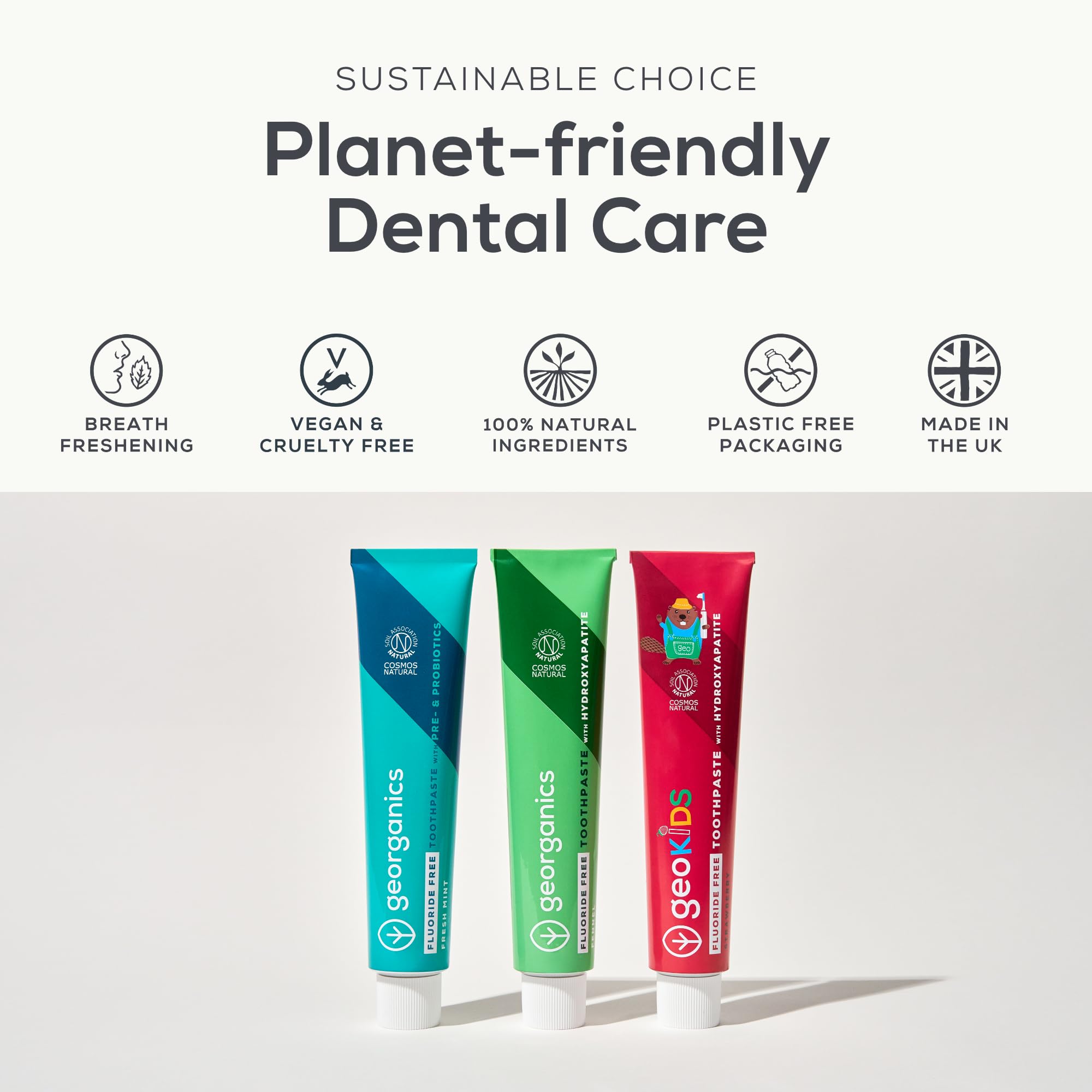 Georganics Kids & Baby - Pasta de dientes de fresa - 75 ml - Sin fluoruro natural con hidroxiapatita - Vegana, sin SLS, sin plástico - Seguro a partir de 6 meses — view 6