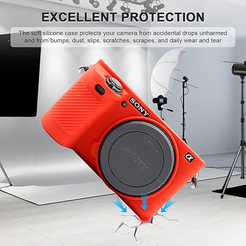 Miniatura 3 de Easy Hood Funda para cámara digital Sony Alpha A6500 ILCE-6500, carcasa de silicona suave antiarañazos, cubierta protectora de piel (rojo)