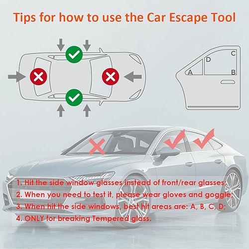 Miniatura 5 de SEMTION - Rompevidrios, llavero de emergencia para automóvil, cortador de cinturón de seguridad, paquete de 2 unidades
