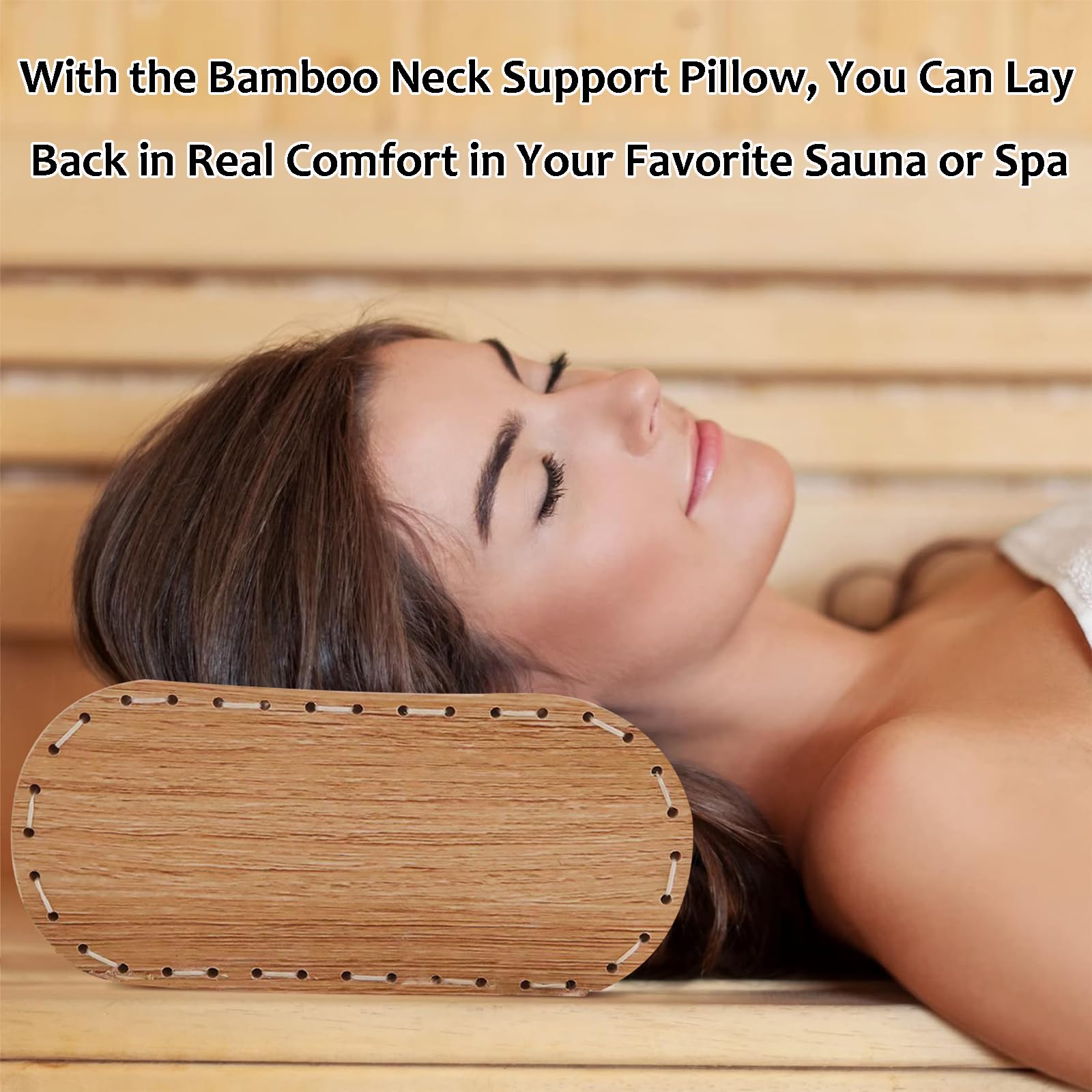 Almohada de madera de bambú para reposacabezas de sauna, soporte para el cuello para relajar spa, sauna en casa, salas de vapor, accesorios de sauna para máxima comodidad