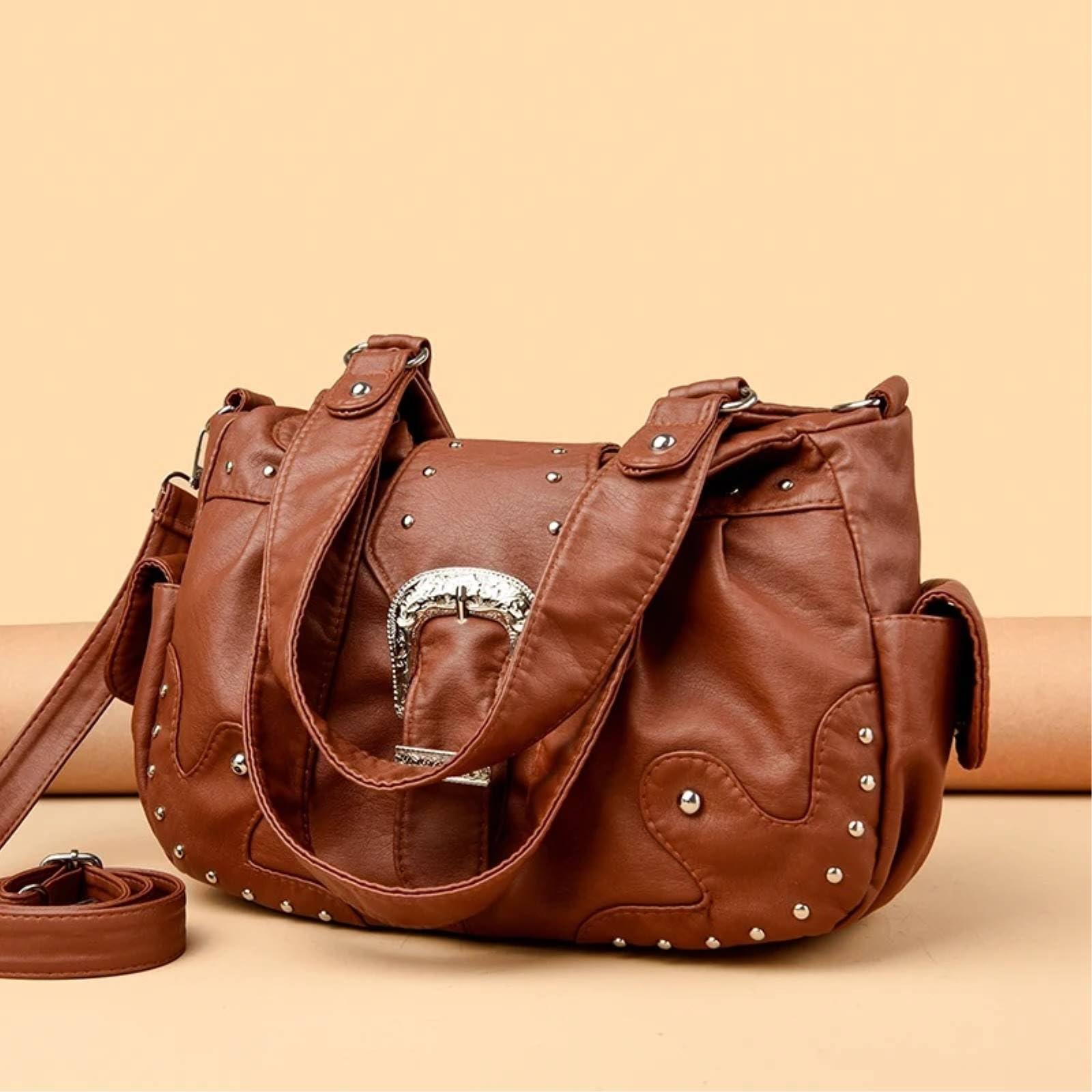 Borsa A Tracolla Casual Pu Morbida con Chiusura Cerniera per Le Donne