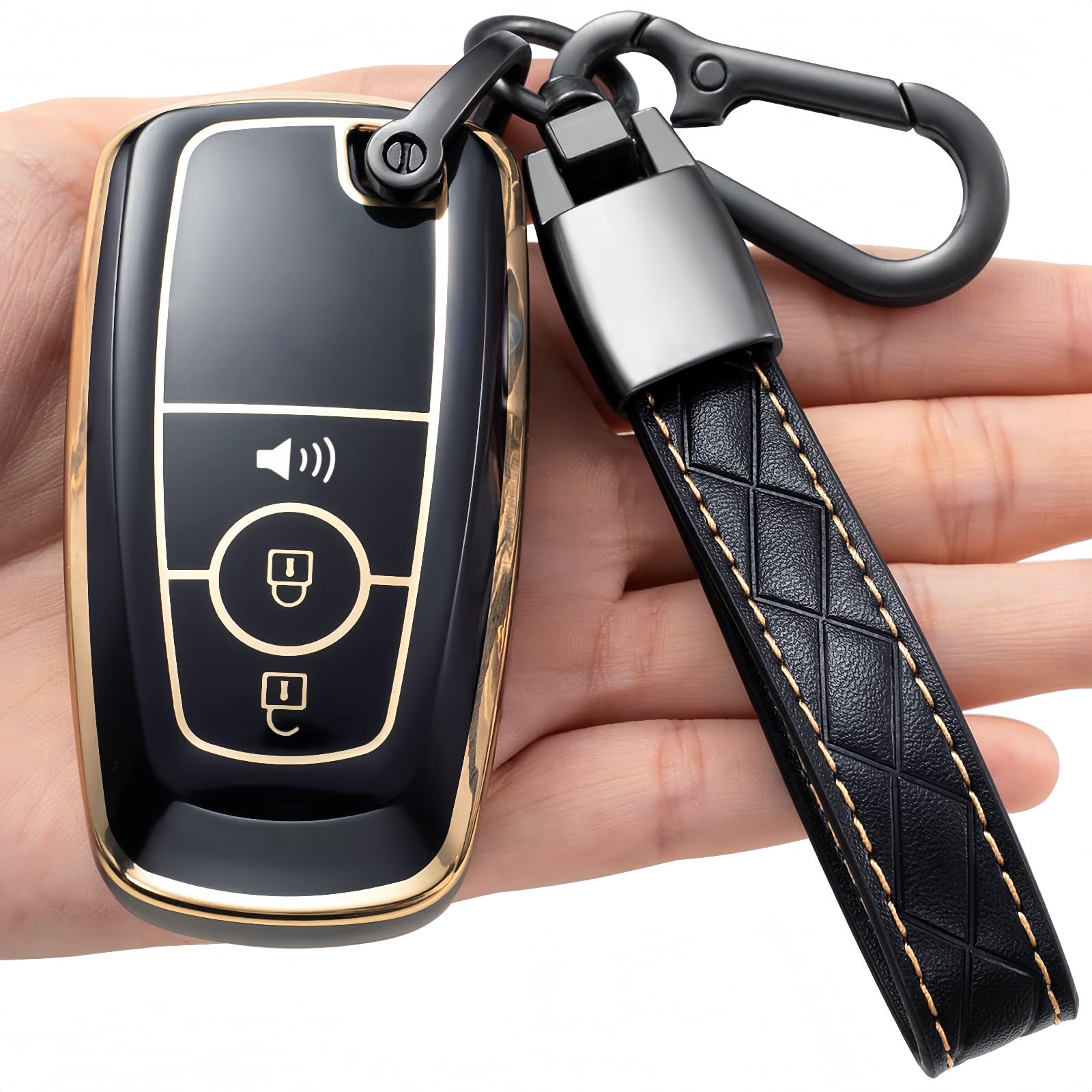 Kespevn for Ford Key Fob Cover Soft TPU with Keychain Full Protection Key Case for 2018-2025 Explorer Bronco Escape Edge Expedition F-150 Fusion