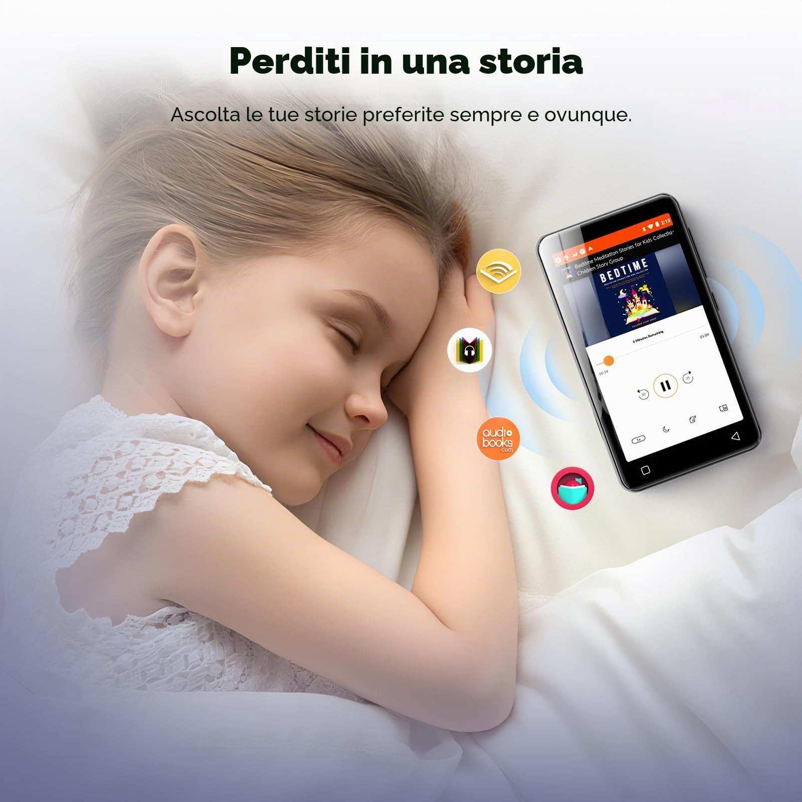 Innioasis Lettore MP3 con Bluetooth e WiFi, lettore MP3 da 160 GB con Spotify,Pandora, Amazon Music, Audible, Libby, audiolibri,touch screen da 4 pollici, lettore Android MP3 MP4 con（Nero）