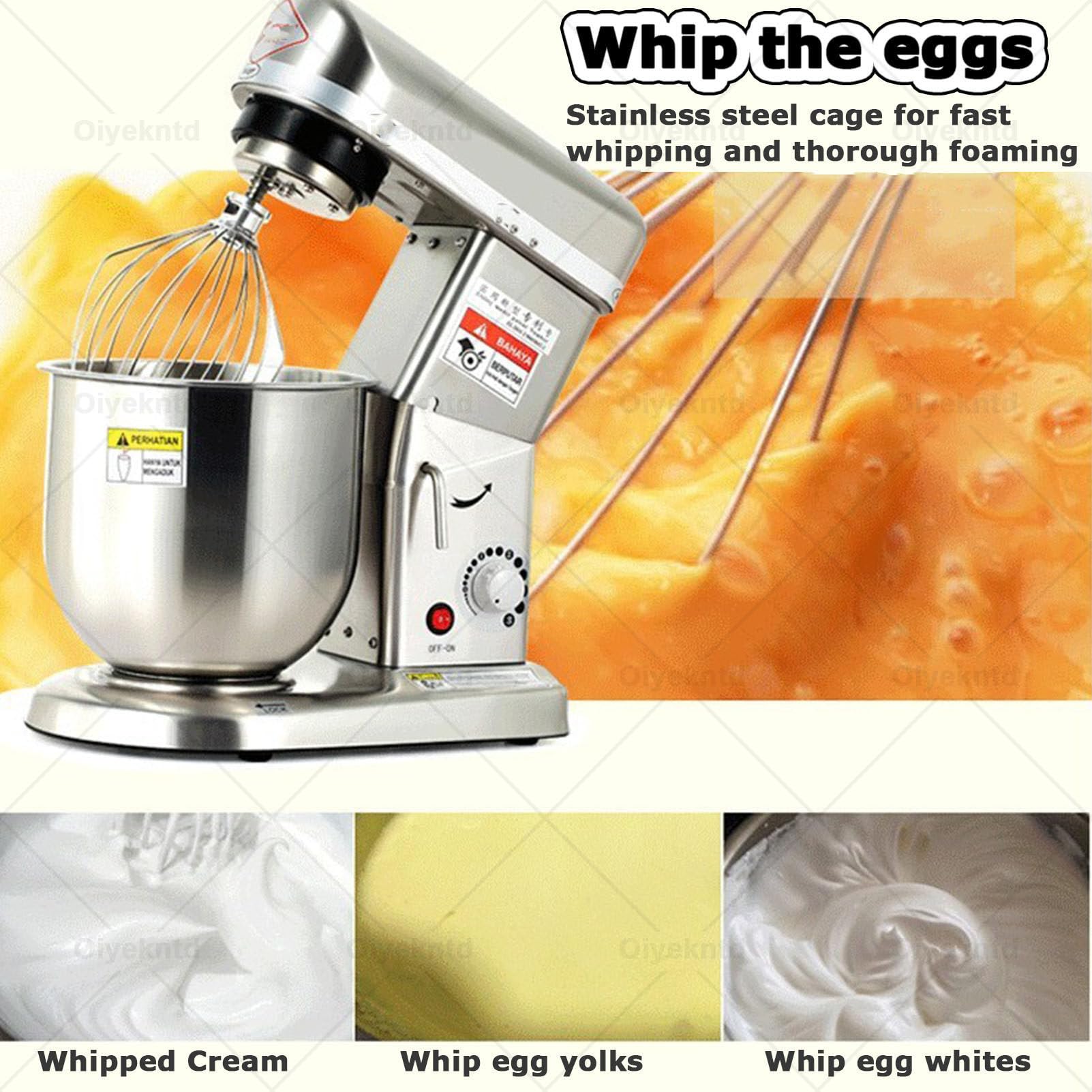 Impastatrice elettrica da banco, 5L/7L/10L, in acciaio inox, con 3 velocità, impastatrice a spirale per pizza e panetteria, impastatrice verticale per pasticceria, pasticceria, pizzeria Silver-10L