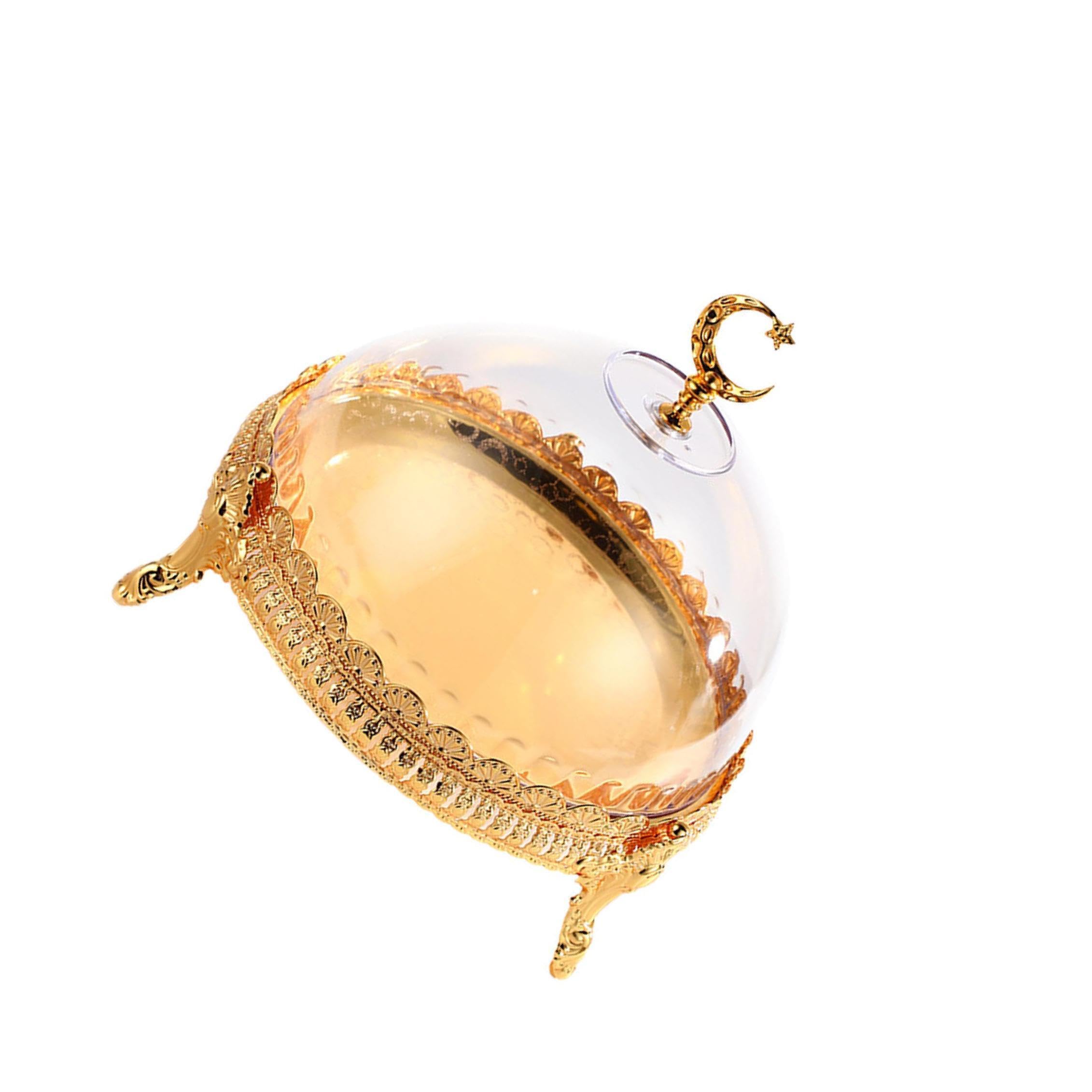 YIXANNX Bright Cake Stand Bread Plate Dome Display Holder Showcasing Cookies Fruits Desserts And Snacks Practical And Sturdy While Adding Of Sophistication To, Gold, Diameter 15cm