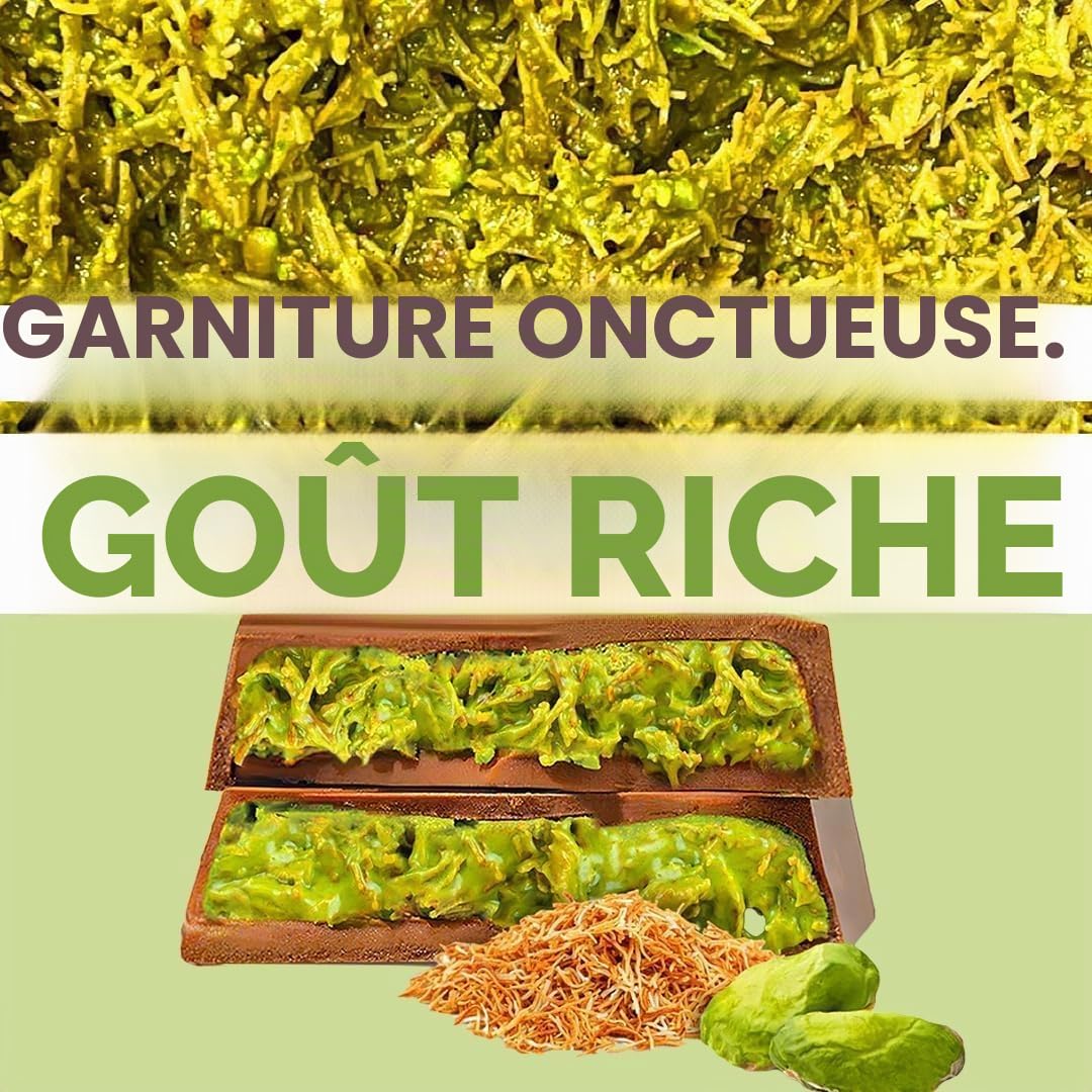 Garniture au Chocolat de Dubaï 1 Kg / 2.2 Lb de Crème de Pistaches avec Kadayif Croustillant | Dessert Gourmand du Moyen-Orient Meilleur Ingrédient pour le Chocolat de Dubaï | Trait Riche