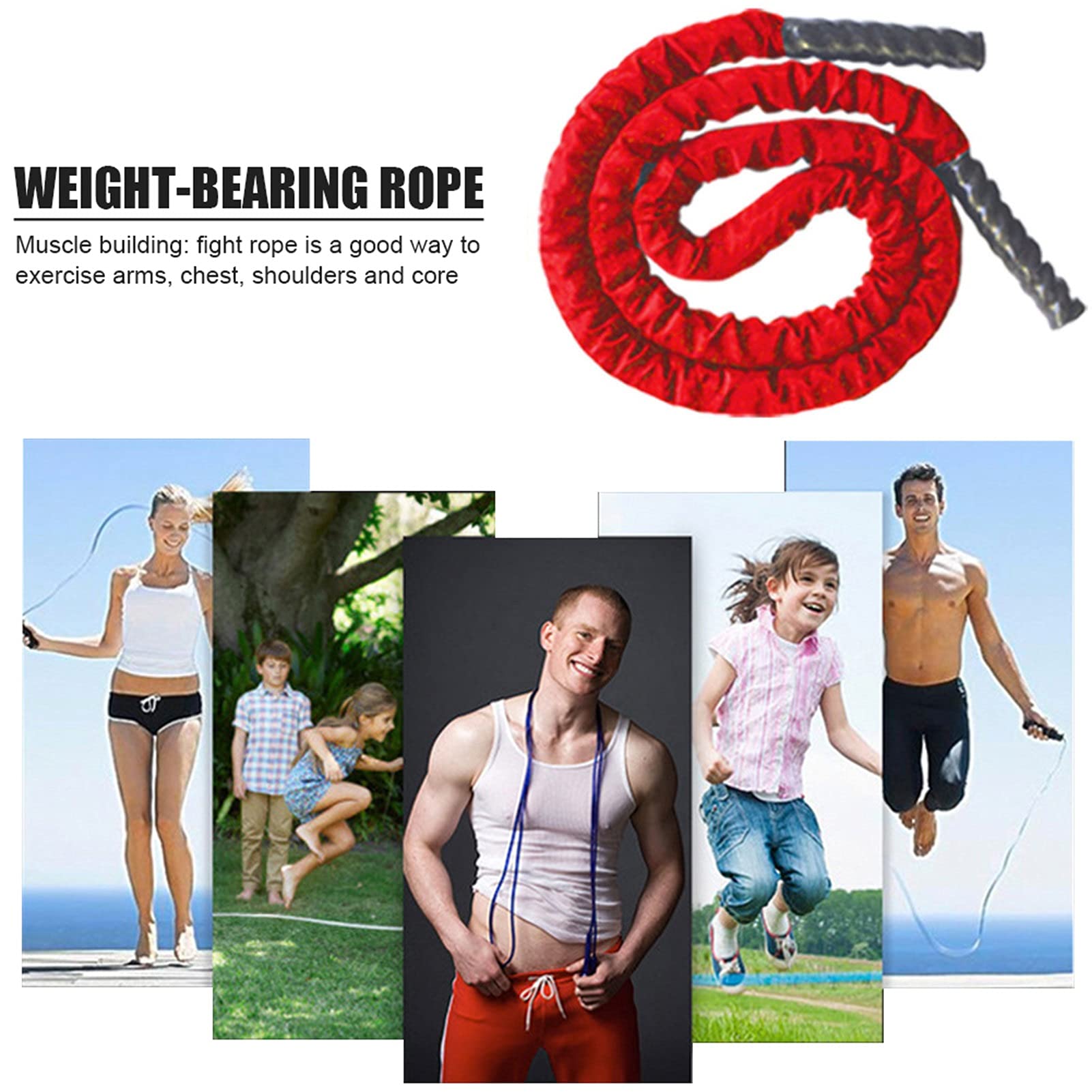 battle rope Cuerdas para Saltar Pesadas, Cuerdas Batalla Ejercicio Cuerda Saltar Ponderadas para Hombres Y Mujeres para Mejorar La Fuerza Y ​​desarrollar Músculo, Adecuado para Entrenamiento Gimnasio,