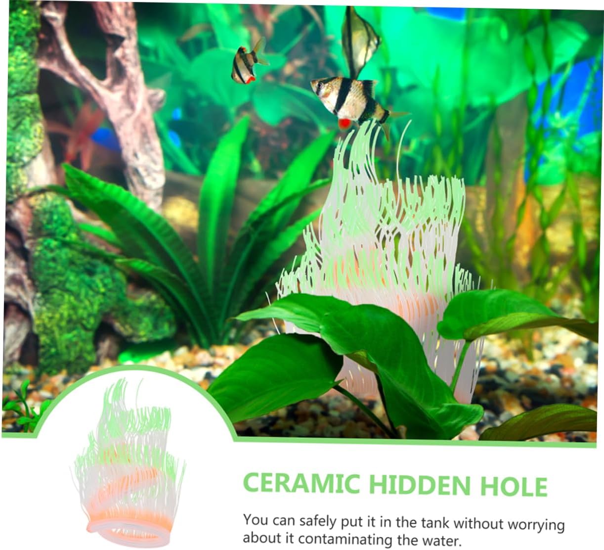 2pcs Fluorescent Artificial Coral Tank Landscape Decor Goldfish Aquarium Heater Fake Fish Tanks Jellyfish Artificial Soft Sea Anemone Aquarium Coral Decor Vacu