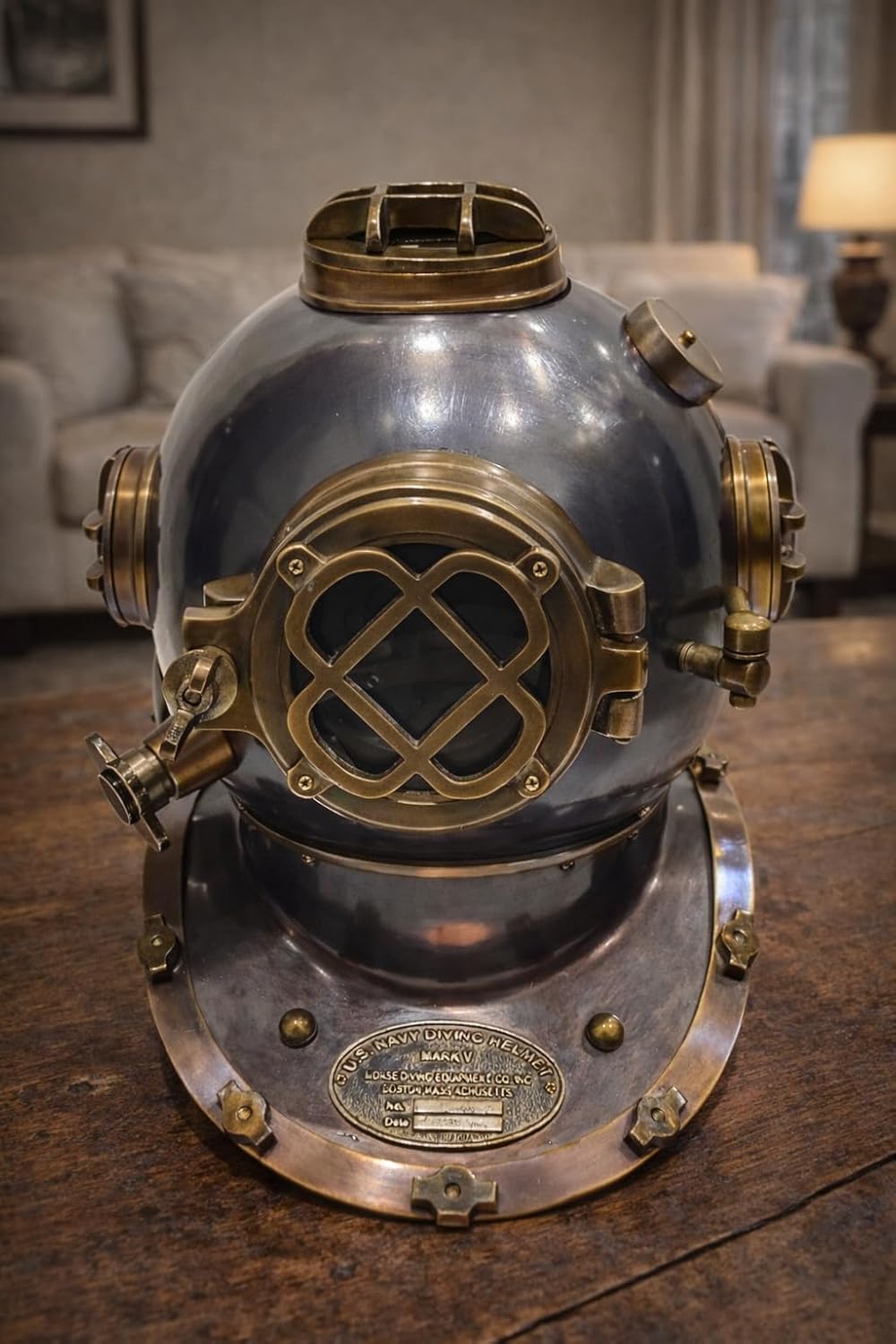 Vintage Helmet Diving Navy Divers Deep Sea Mark V Antique Nautical Us Scuba Brass Marine Home Decor & Office