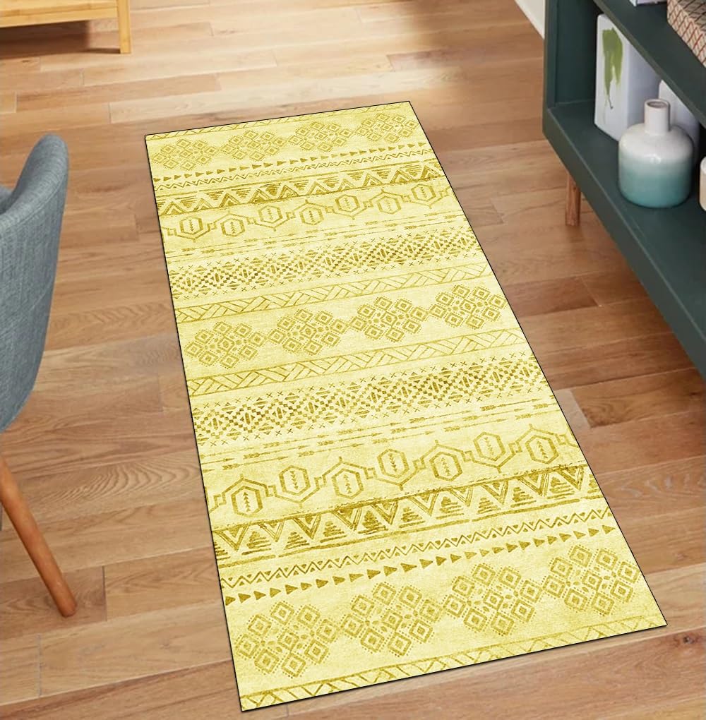 Alfombra para pasillo de cocina en color amarillo ideal para decorar pasillos largos de casa